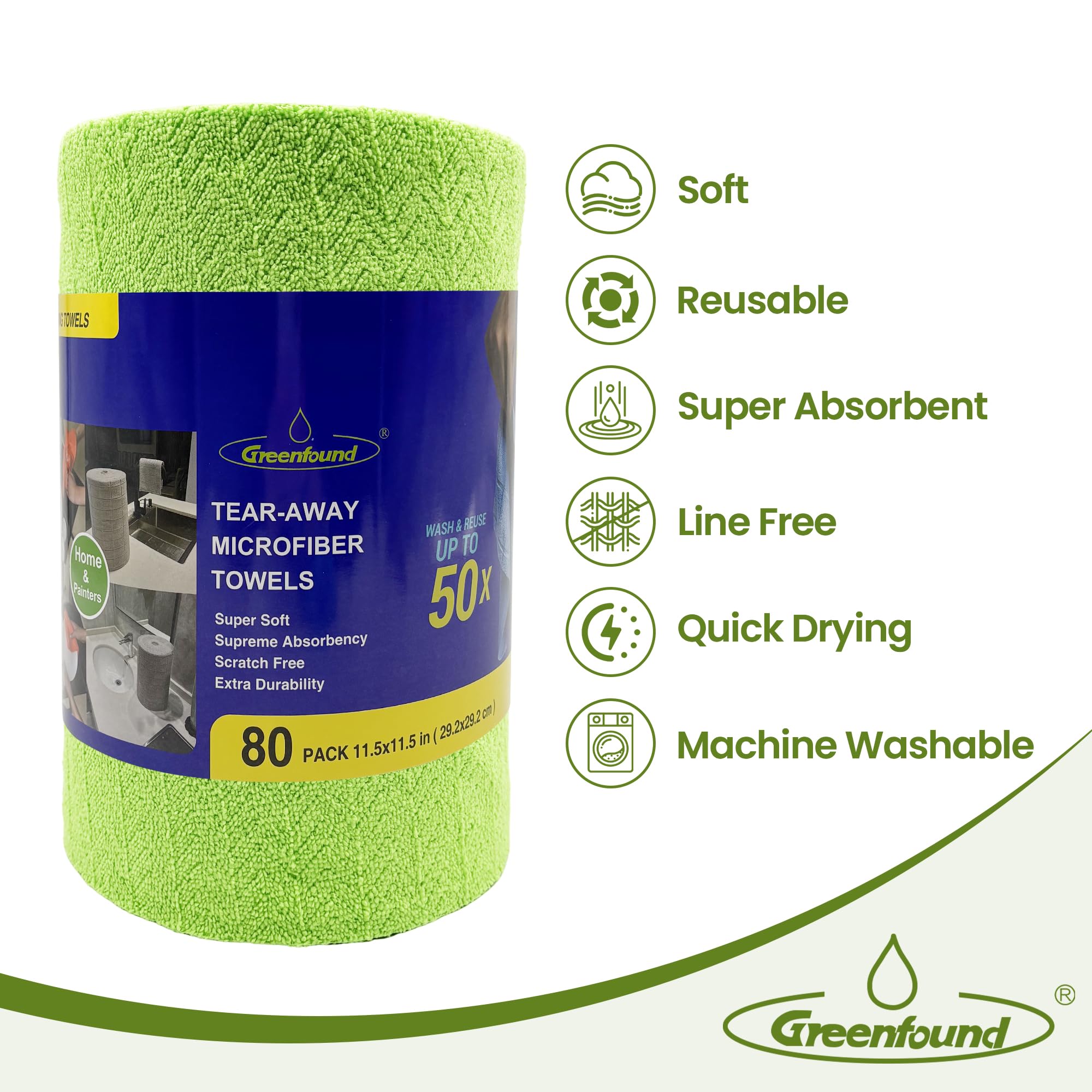 Microfiber Cleaning Cloth Roll (80 Count)