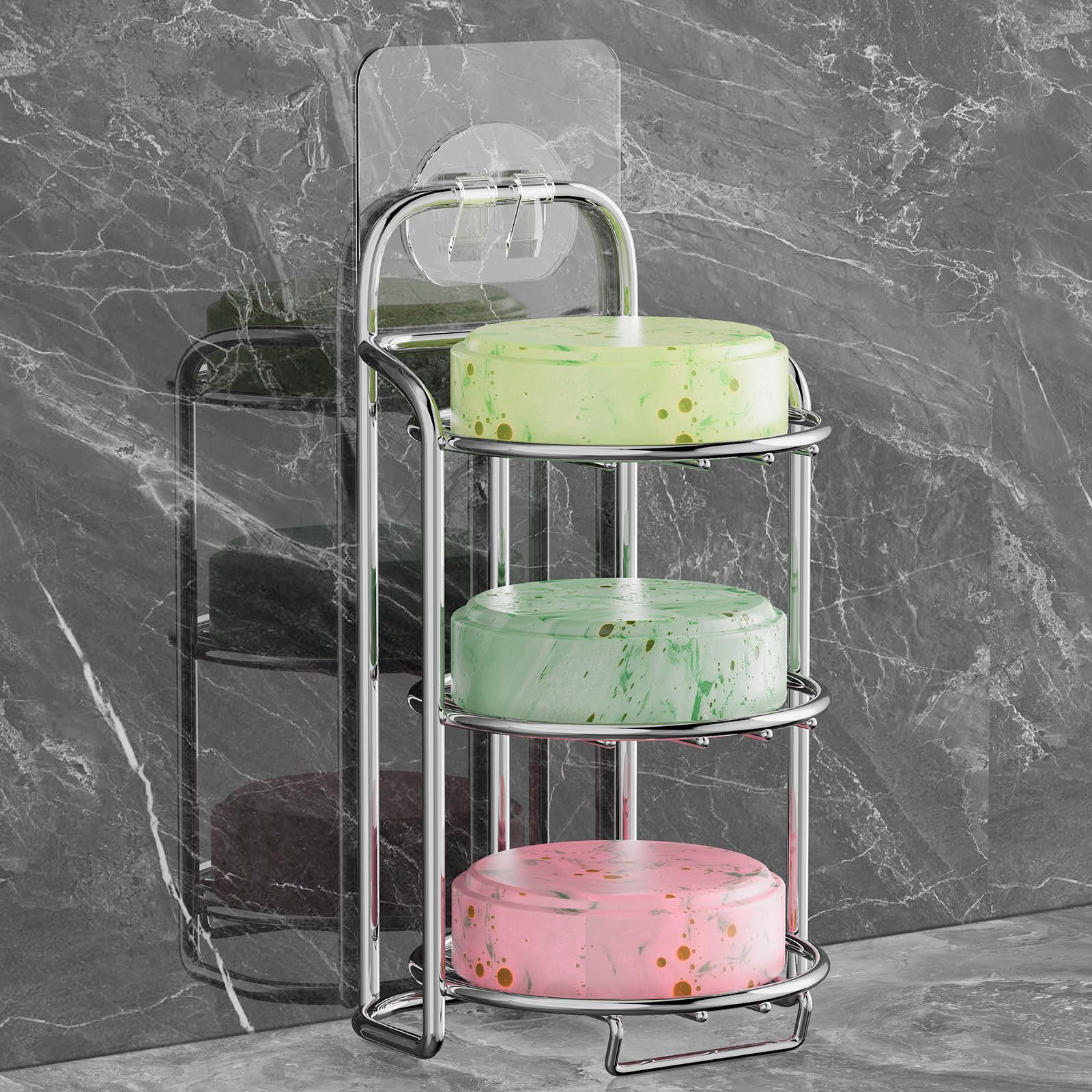 Silver 3 Tier Shower Soap Shampoo Bar Holder (3 Count)