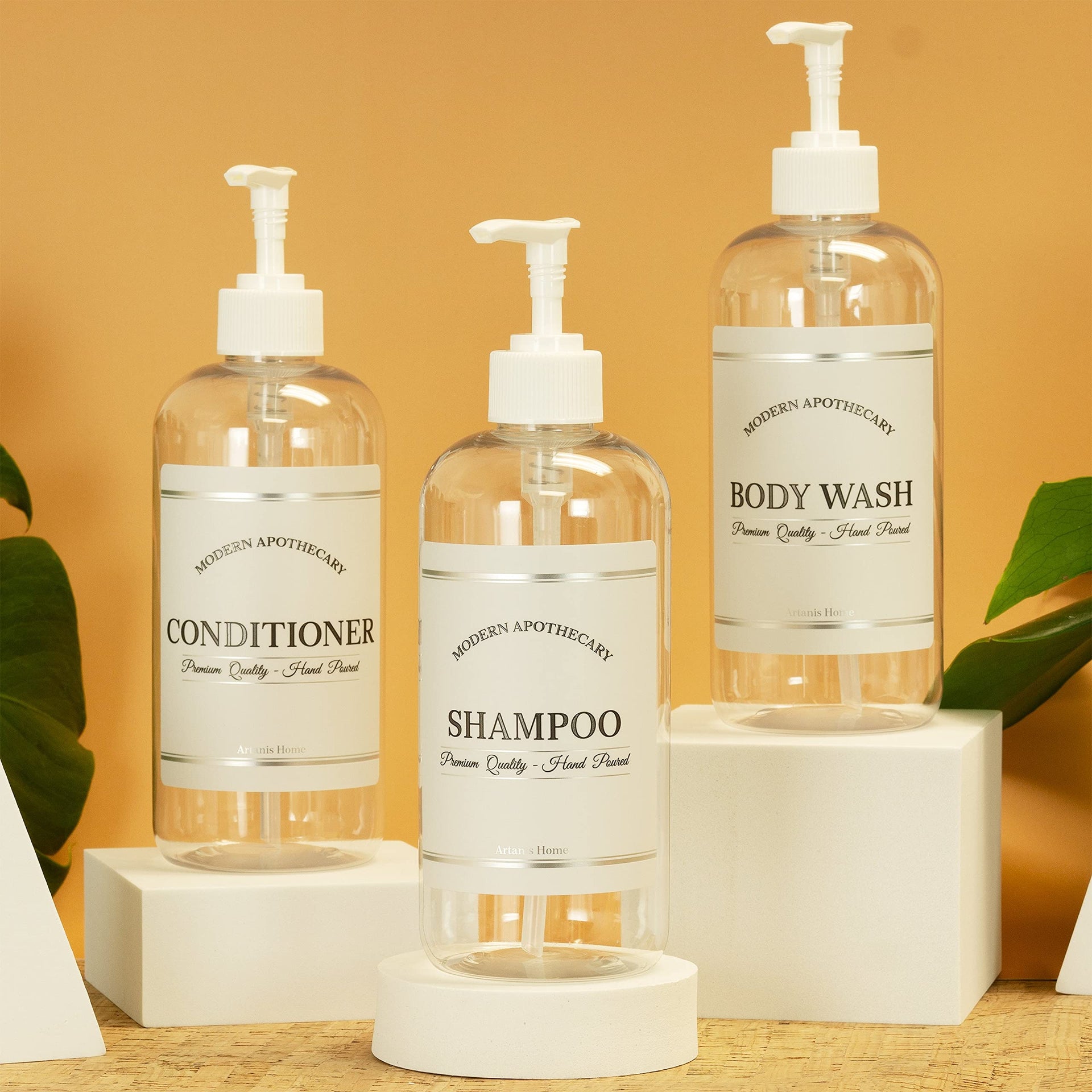 Clear Refillable Shampoo and Conditioner Bottles (3 Count)