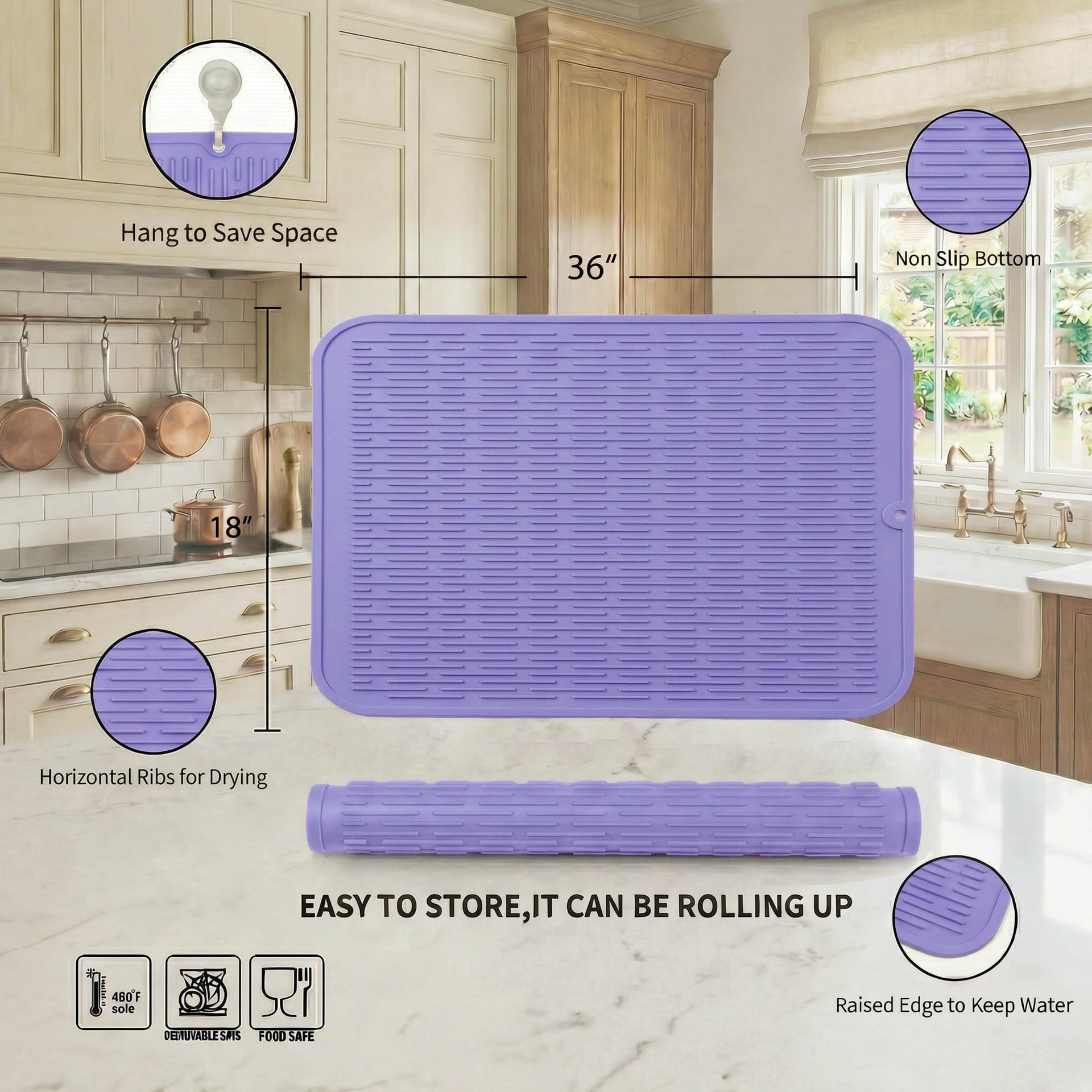 Silicone Dish Drying Mat for Multiple Usage