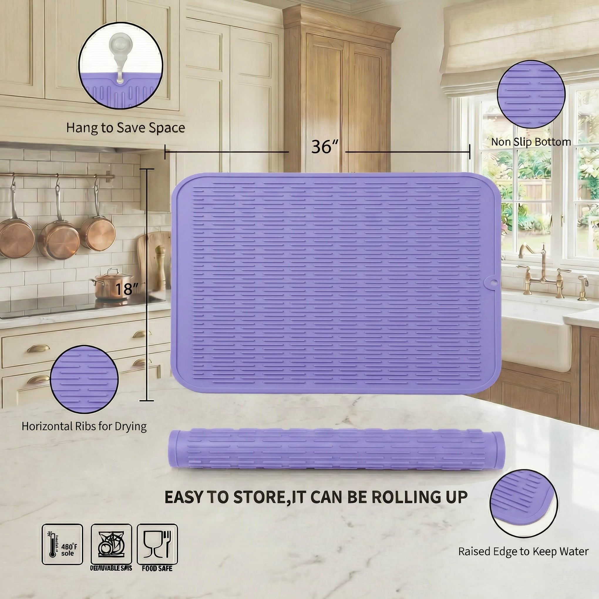 Silicone Dish Drying Mat for Multiple Usage