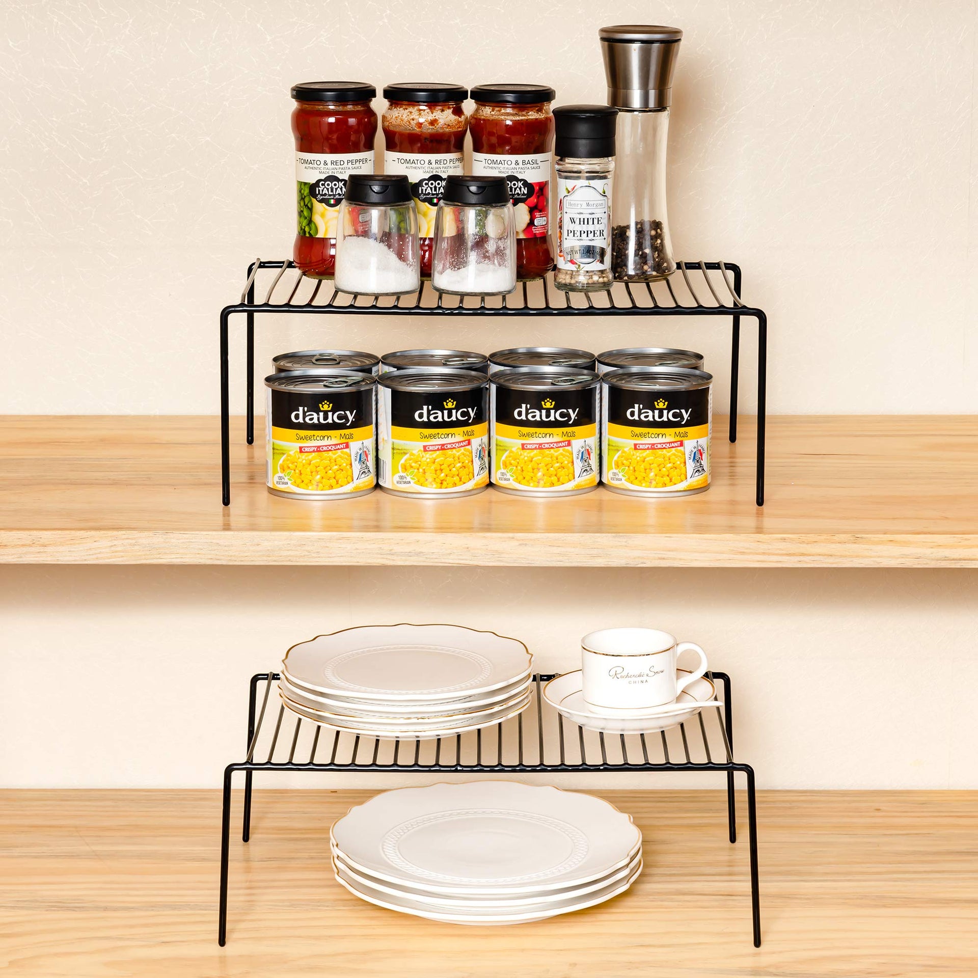 Kitchen Cabinet Shelf Organizer Set of 2 (4 Count)