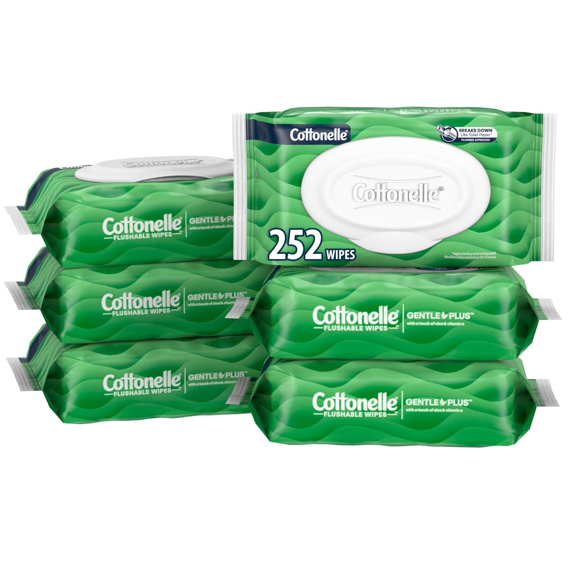 GentlePlus Flushable Wet Wipes with Aloe & Vitamin E (252 Count)