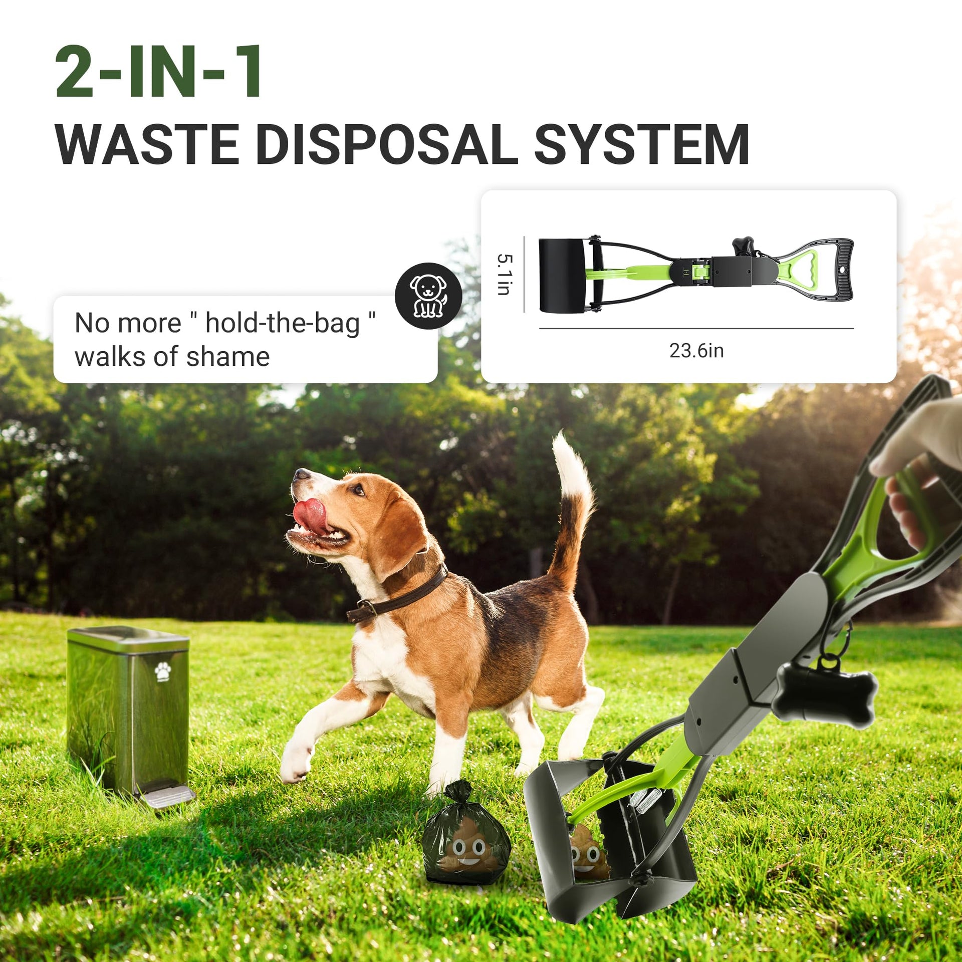 Dog Poop Trash Can Outside with Poop Scooper for Dogs