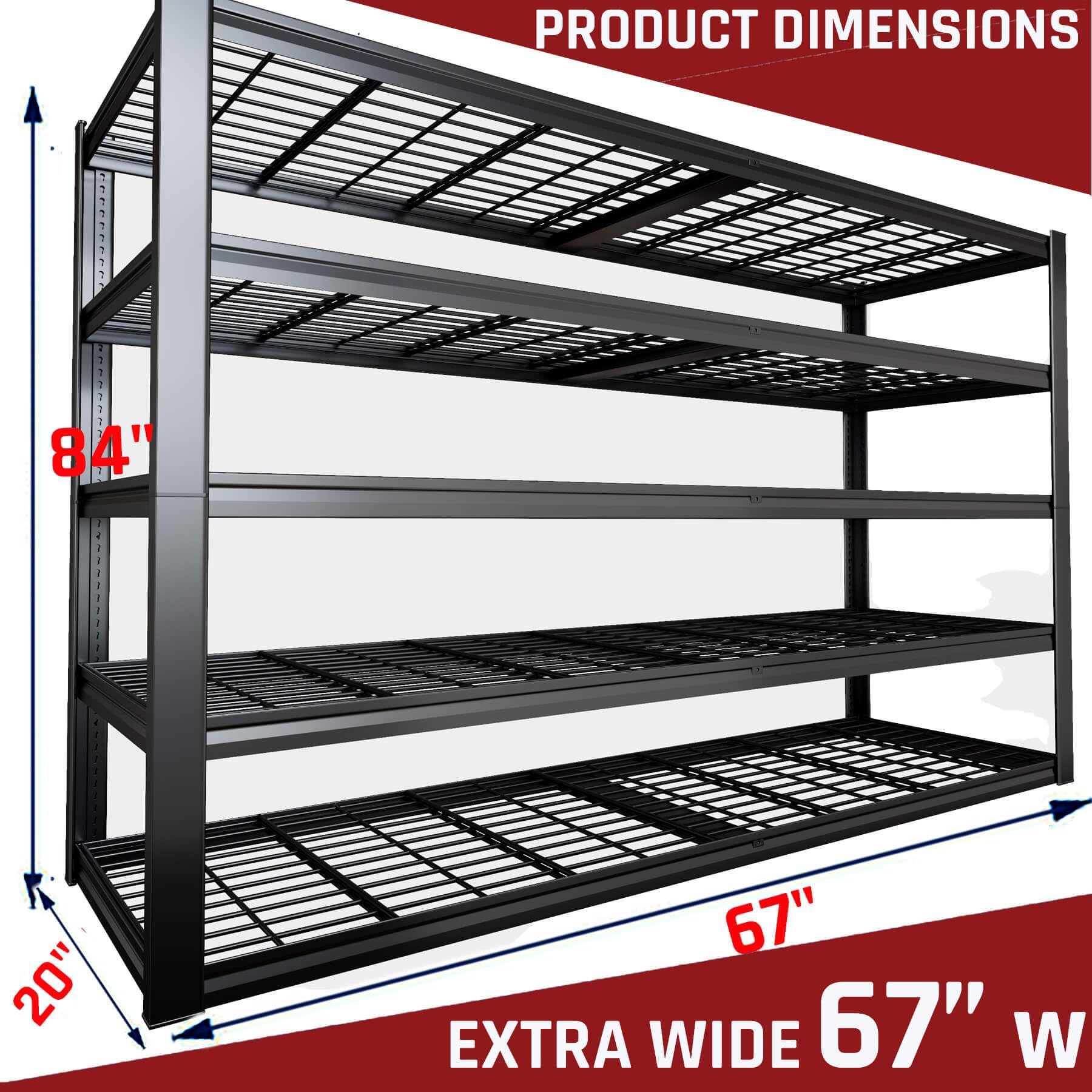 68" W Garage Shelving Heavy Duty (2 Count)