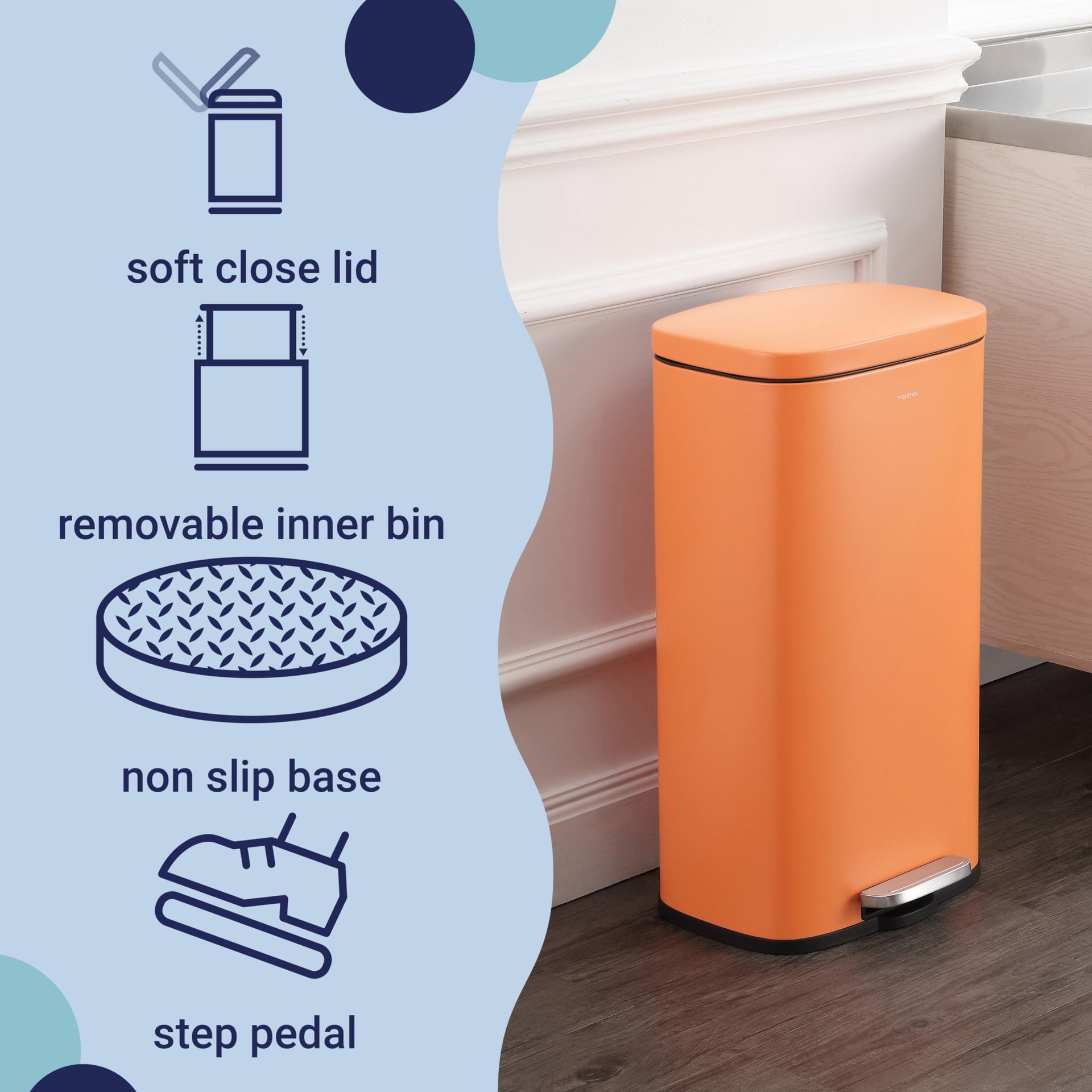 Curtis 8 Gal Step Trash Can Soft Close 25"
