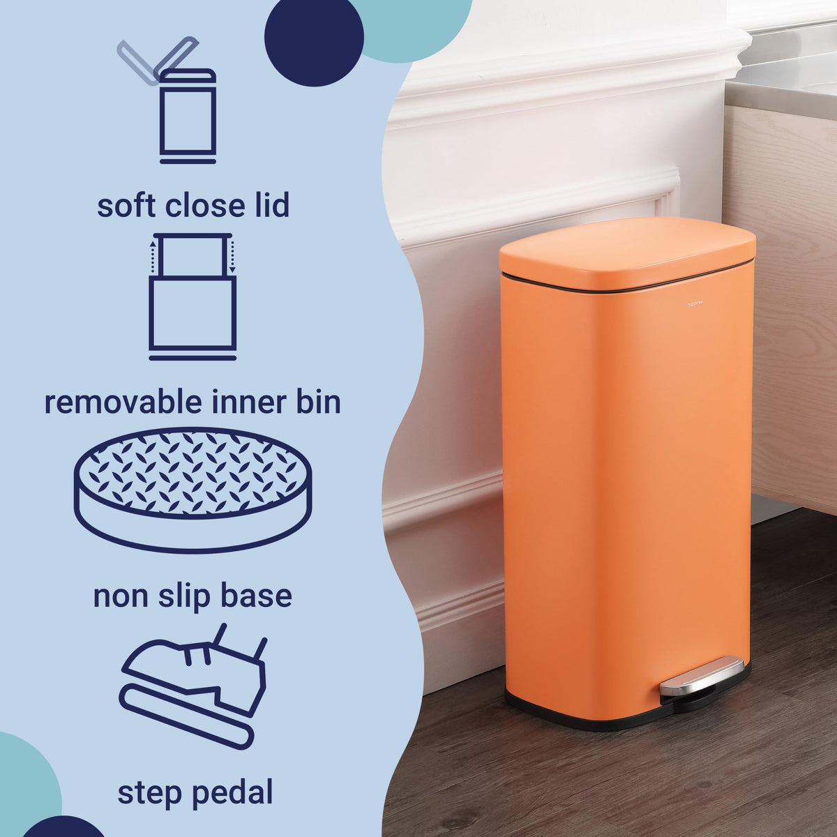 Curtis 8 Gal Step Trash Can Soft Close 25"