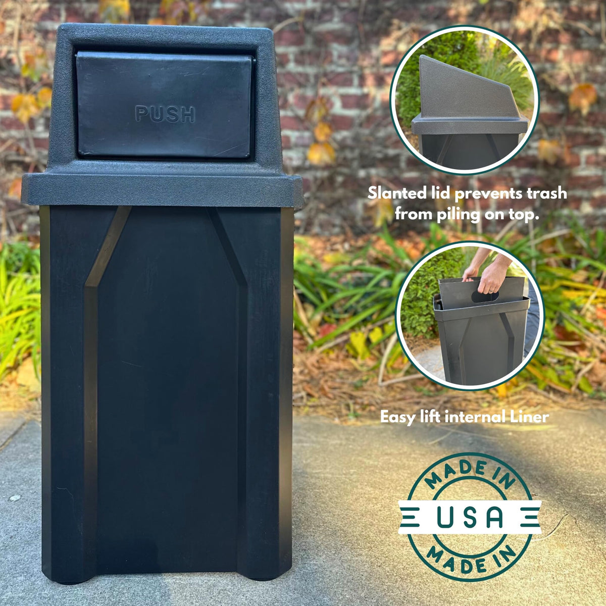 Campus Collection 32 Gallon Commercial Trash Can with Lid
