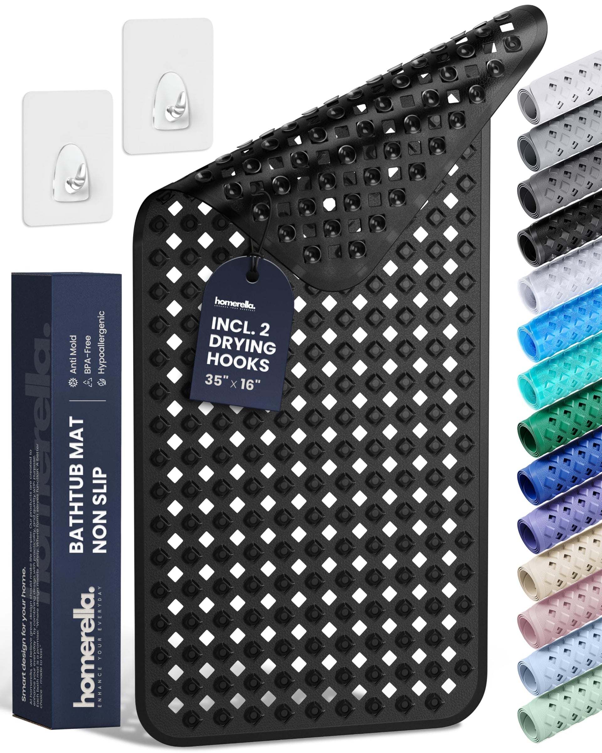 Bathtub Mat Non Slip 35x16 Shower Mat Non Slip Anti Mold BPA Free