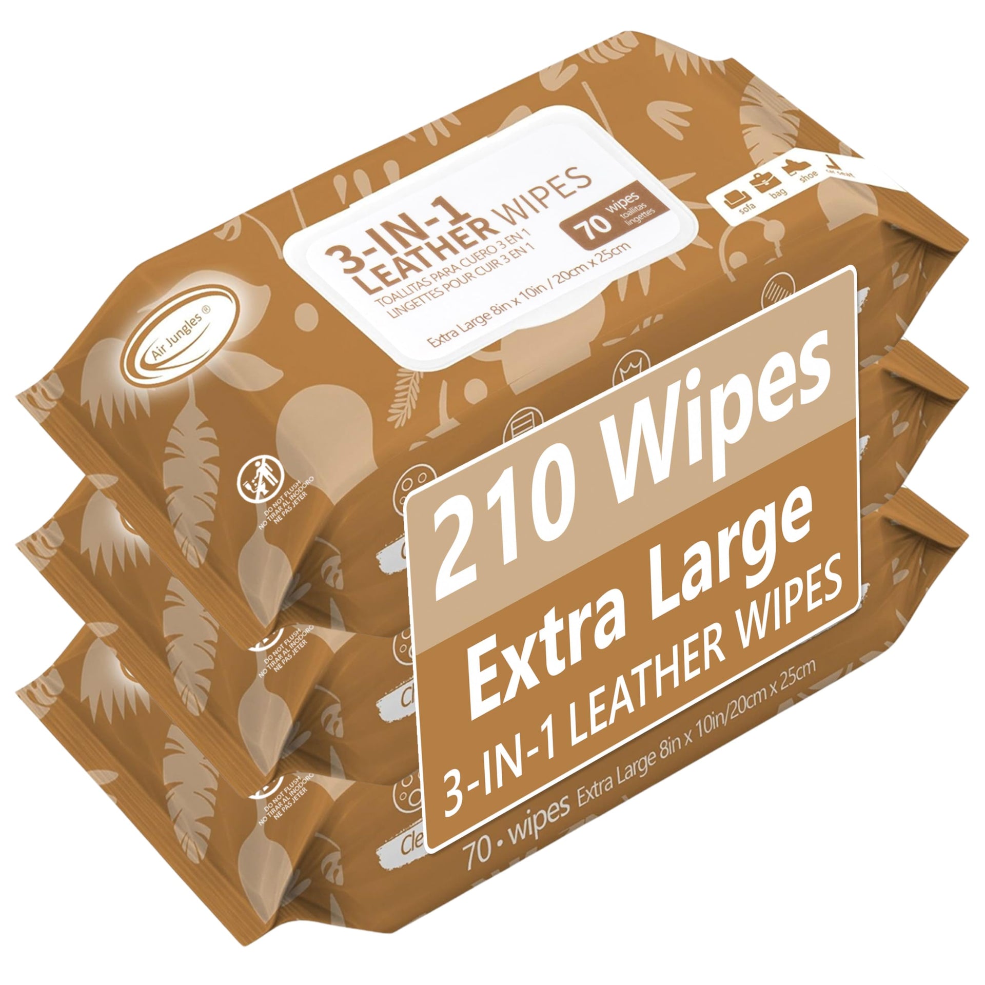 3in1 Leather Cleaner Wipes 70 Count (210 Count)