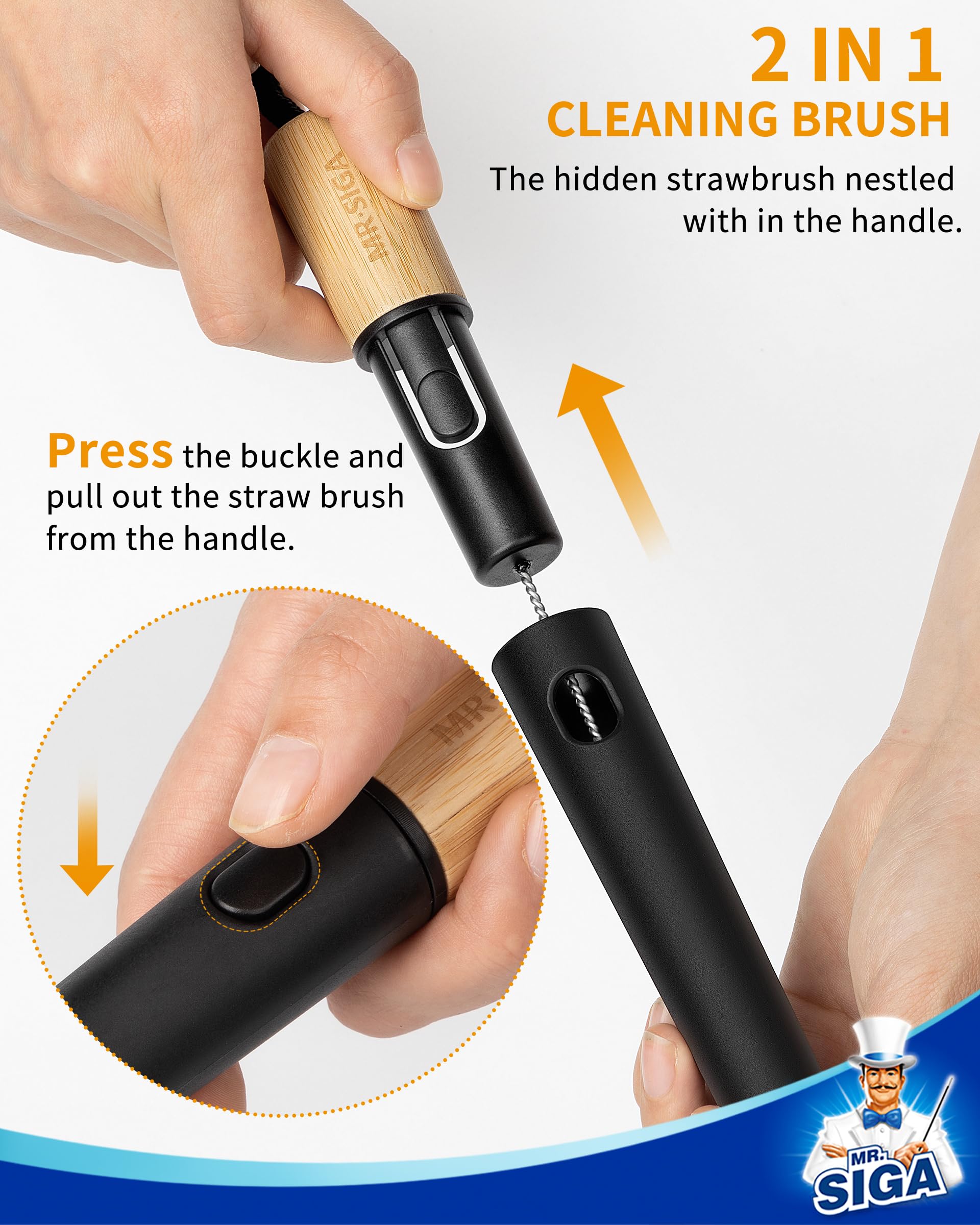 Water Bottle Brush and Straw Cleaner Brush with Long Handle