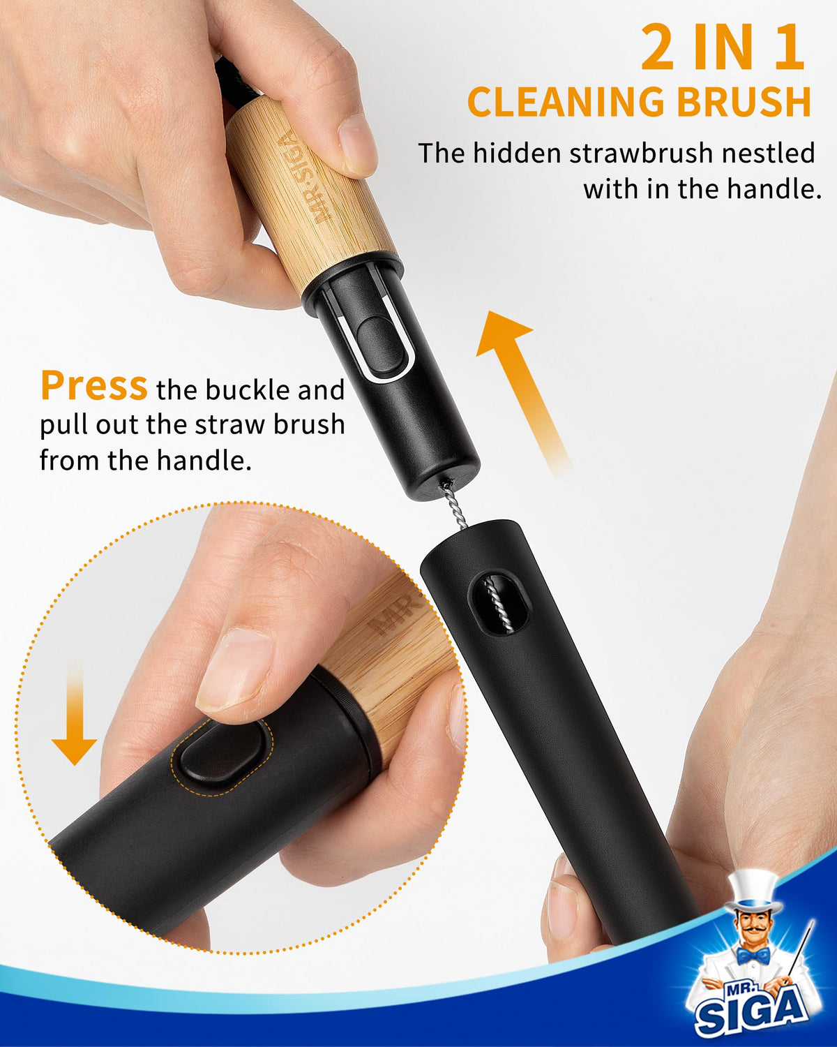 Water Bottle Brush and Straw Cleaner Brush with Long Handle