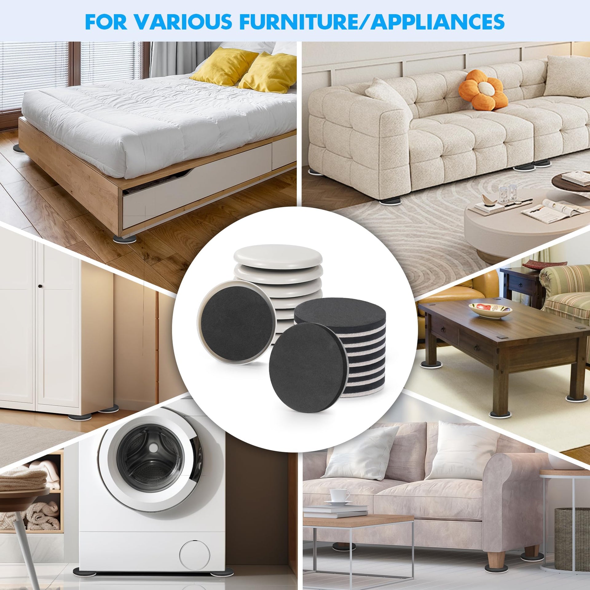 16 Pack Furniture Sliders for Hardwood Floors & Carpet