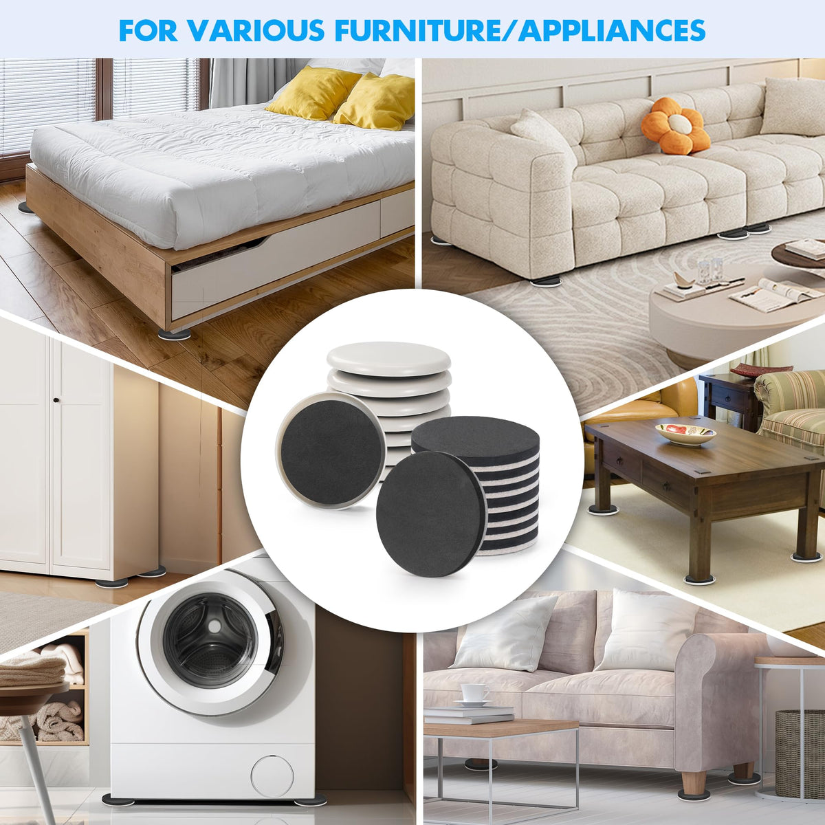 16 Pack Furniture Sliders for Hardwood Floors & Carpet