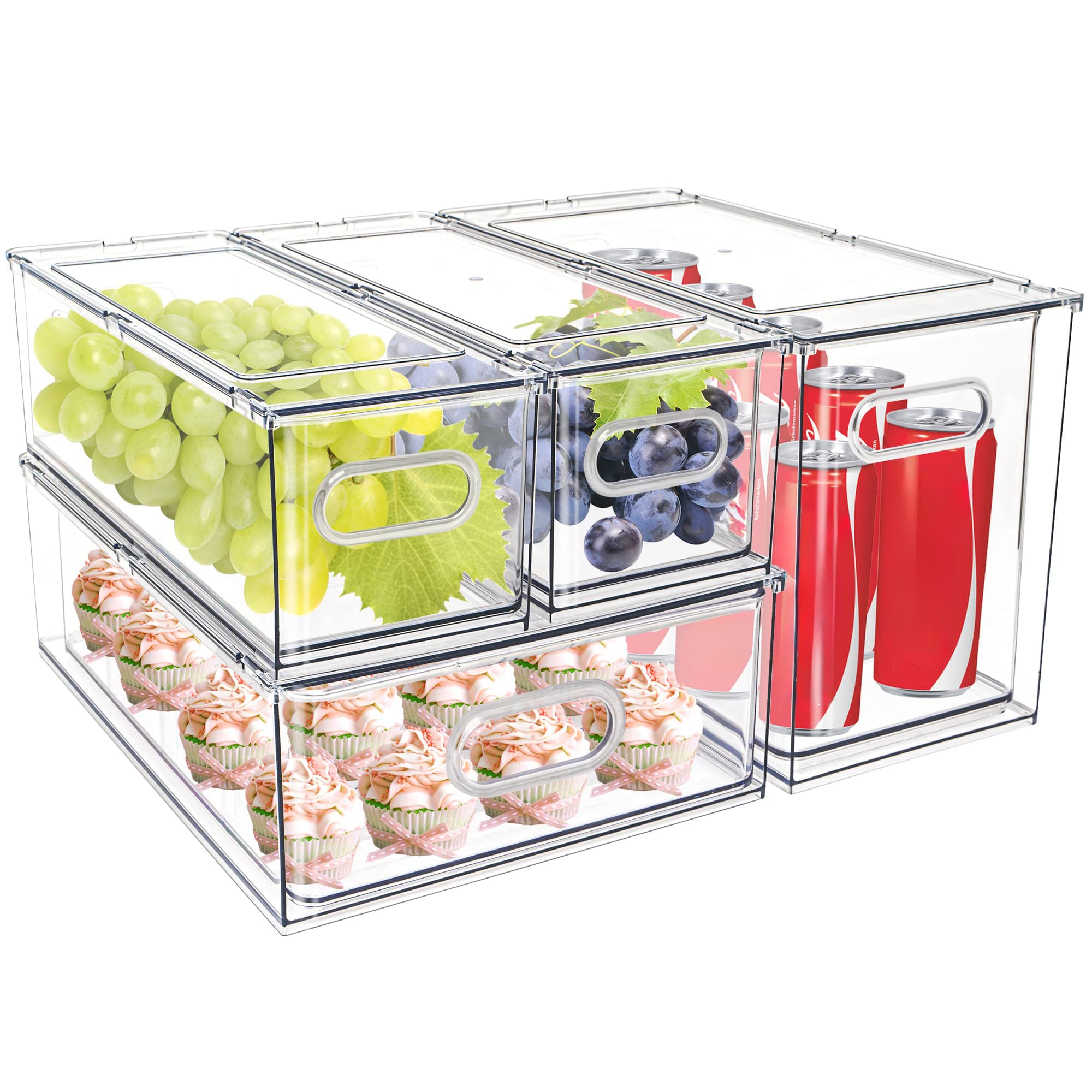 4 pack Stackable Fridge Drawers Pull