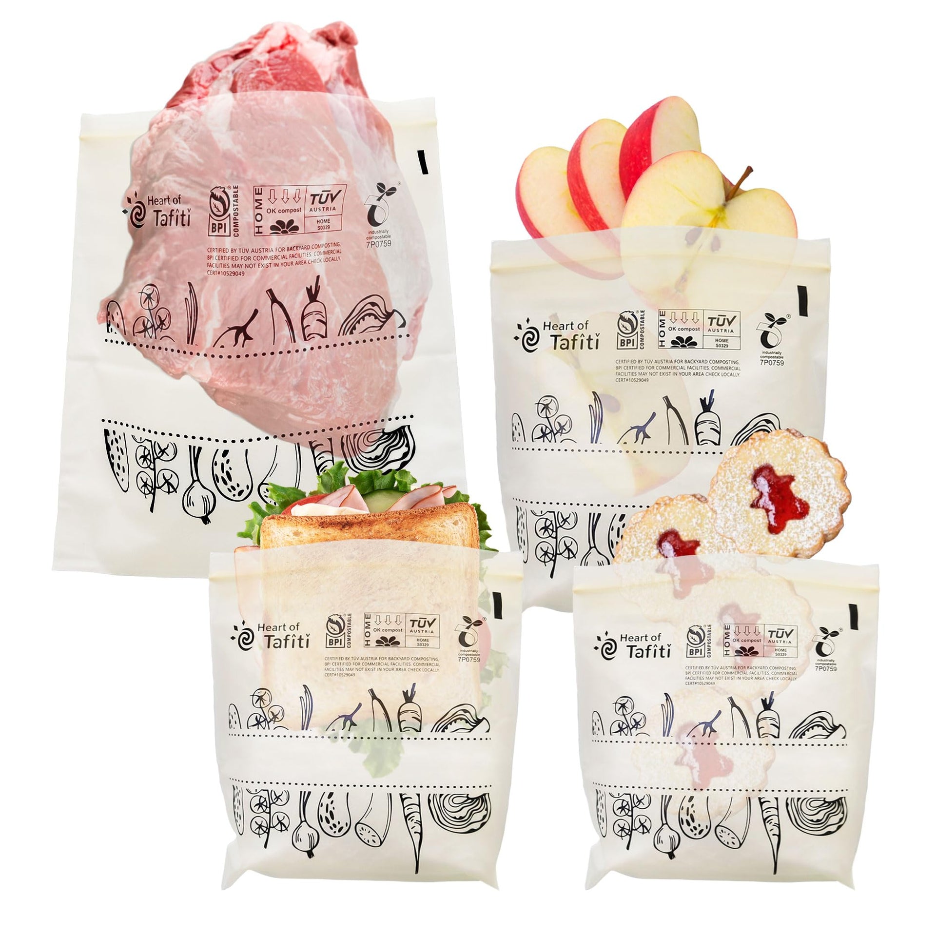 Compostable Food Storage Bags Variety Pack (280 Count)
