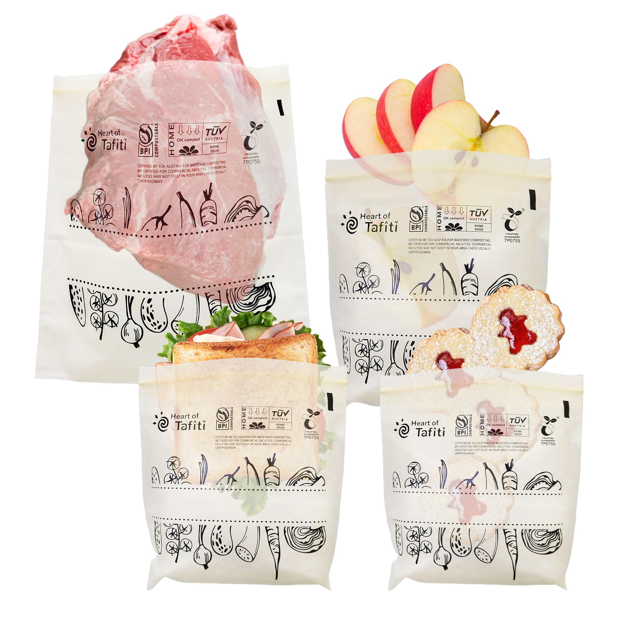 Compostable Food Storage Bags Variety Pack (280 Count)