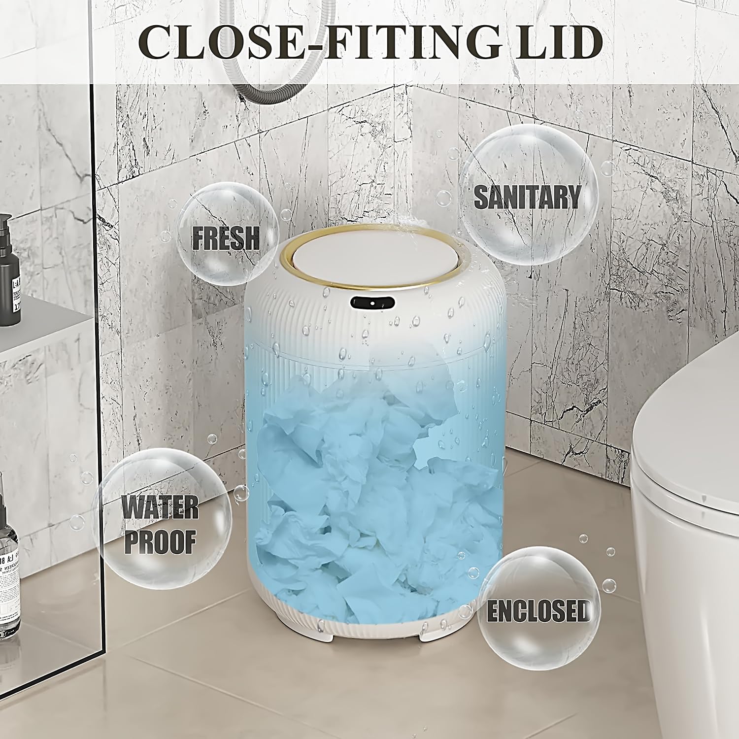 Automatic Motion Sensor Bathroom Trash Can with Lid