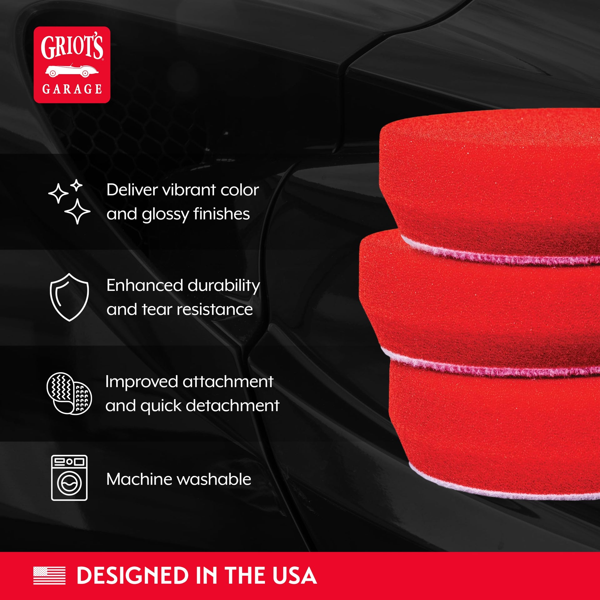 3” Red Foam Waxing Pads for Car Detailing (3 Count)