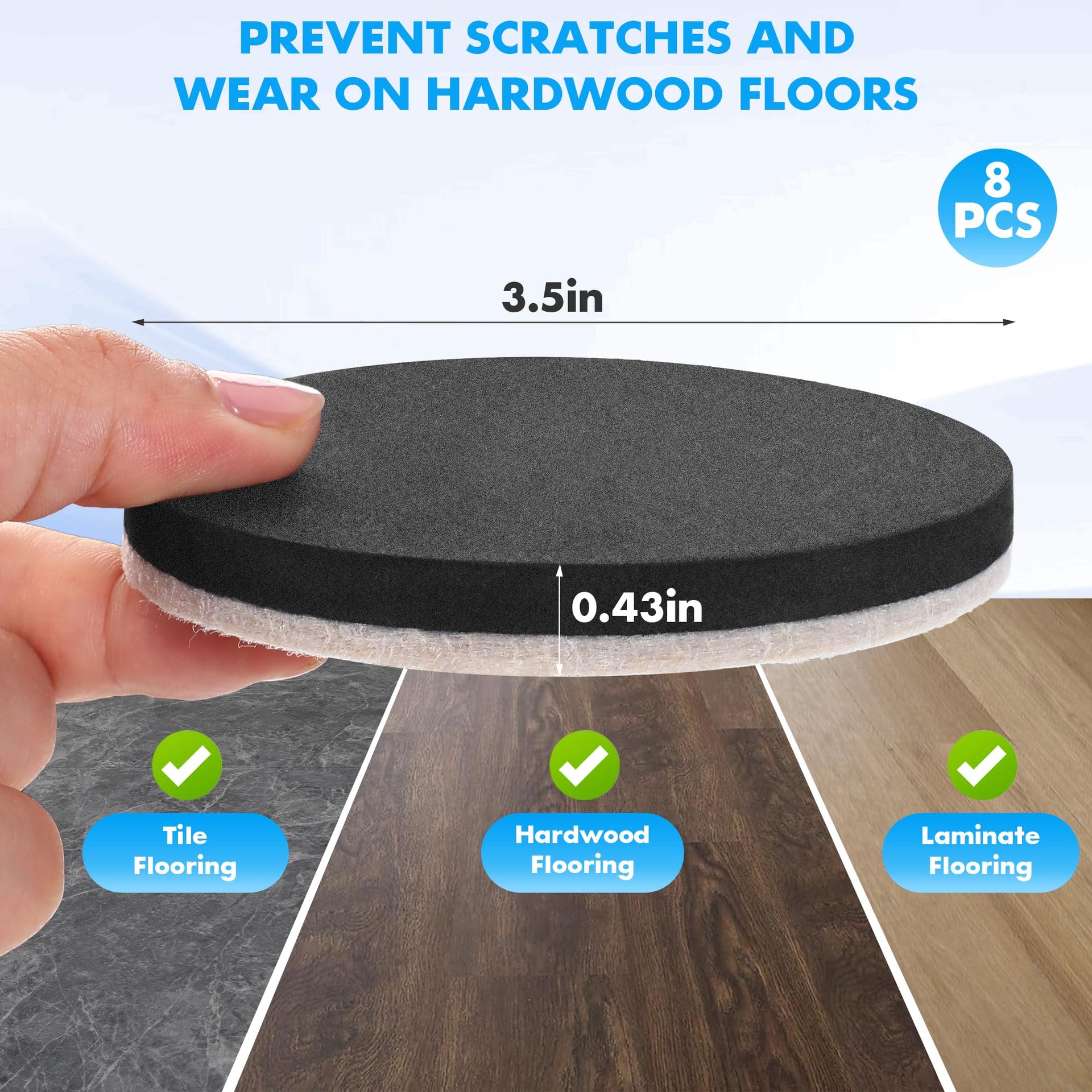16 Pack Furniture Sliders for Hardwood Floors & Carpet