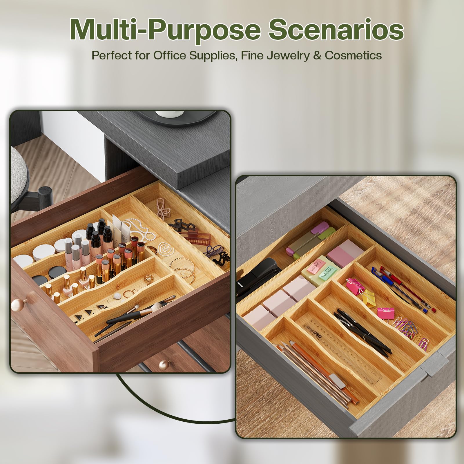 Bamboo Flatware Organizer 16.5×12.8