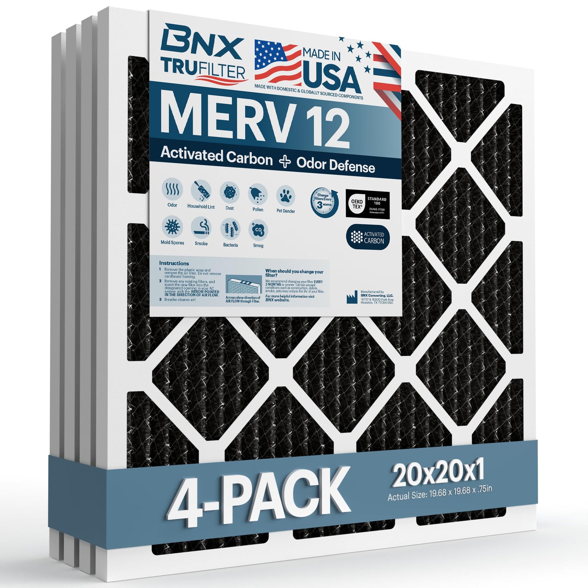 TruFilter 20x20x1 MERV 12 Odor Defense (4 Count)