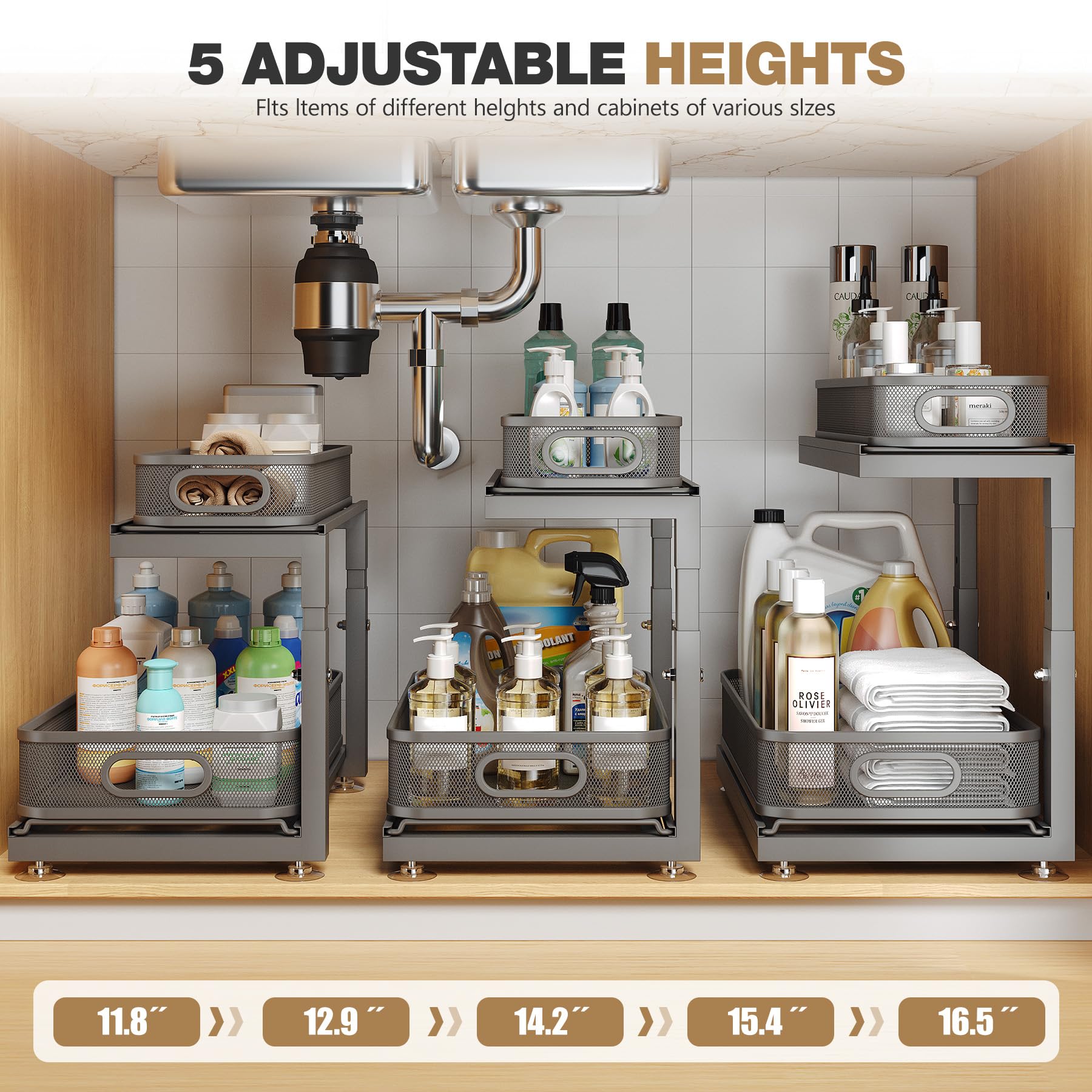 2 Pack Under Sink Storage Organizer with 2 (2 Count)
