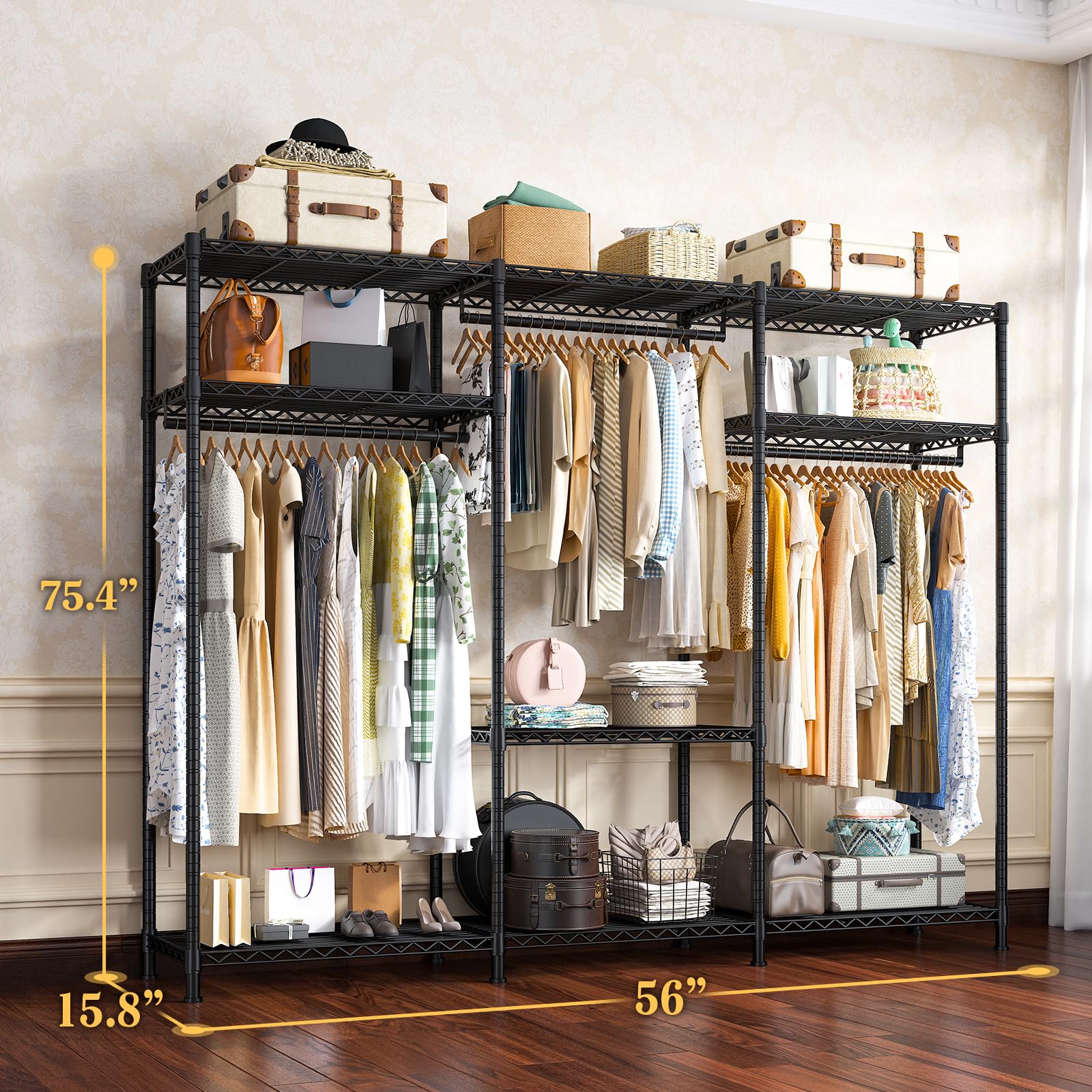 Clothes Rack Heavy Duty Load 795LBS Portable Clothing Racks for Hanging Clothes Adjustable Garment Rack