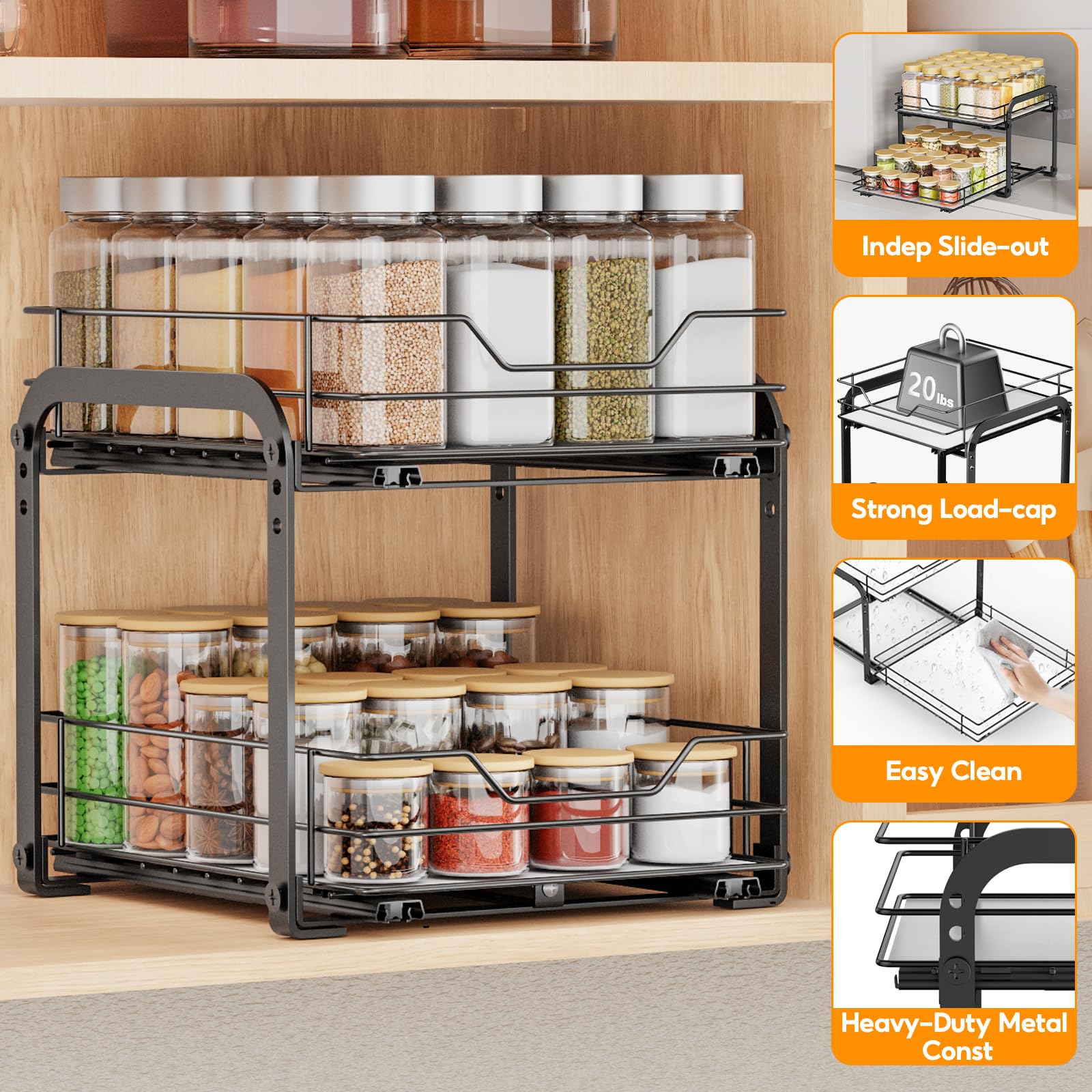 Pull Out Spice Rack Organizer for Cabinet