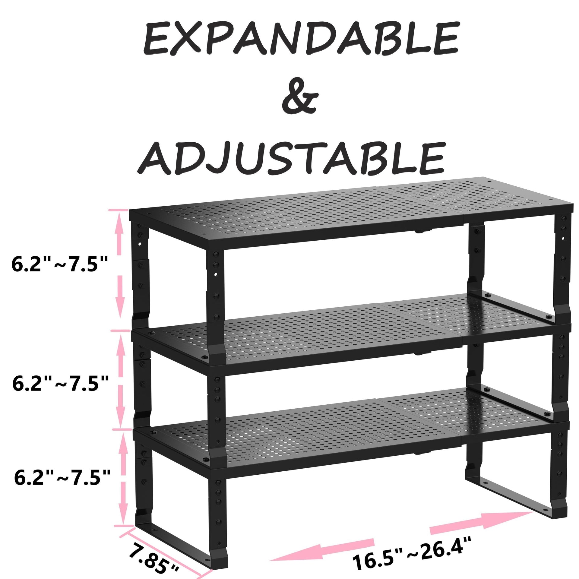 Metal Stackable Expandable Storage Shelf (3 Count)