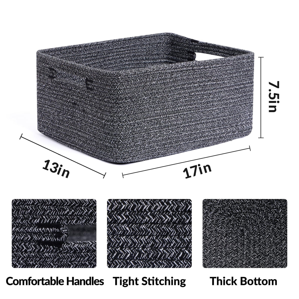 Large Storage Baskets for Shelves (3 Count)