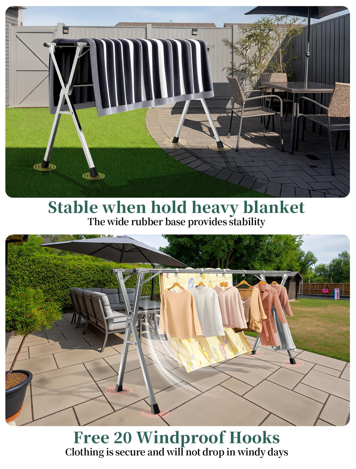 Folding Stainless Steel Laundry Drying Rack 79 Inches