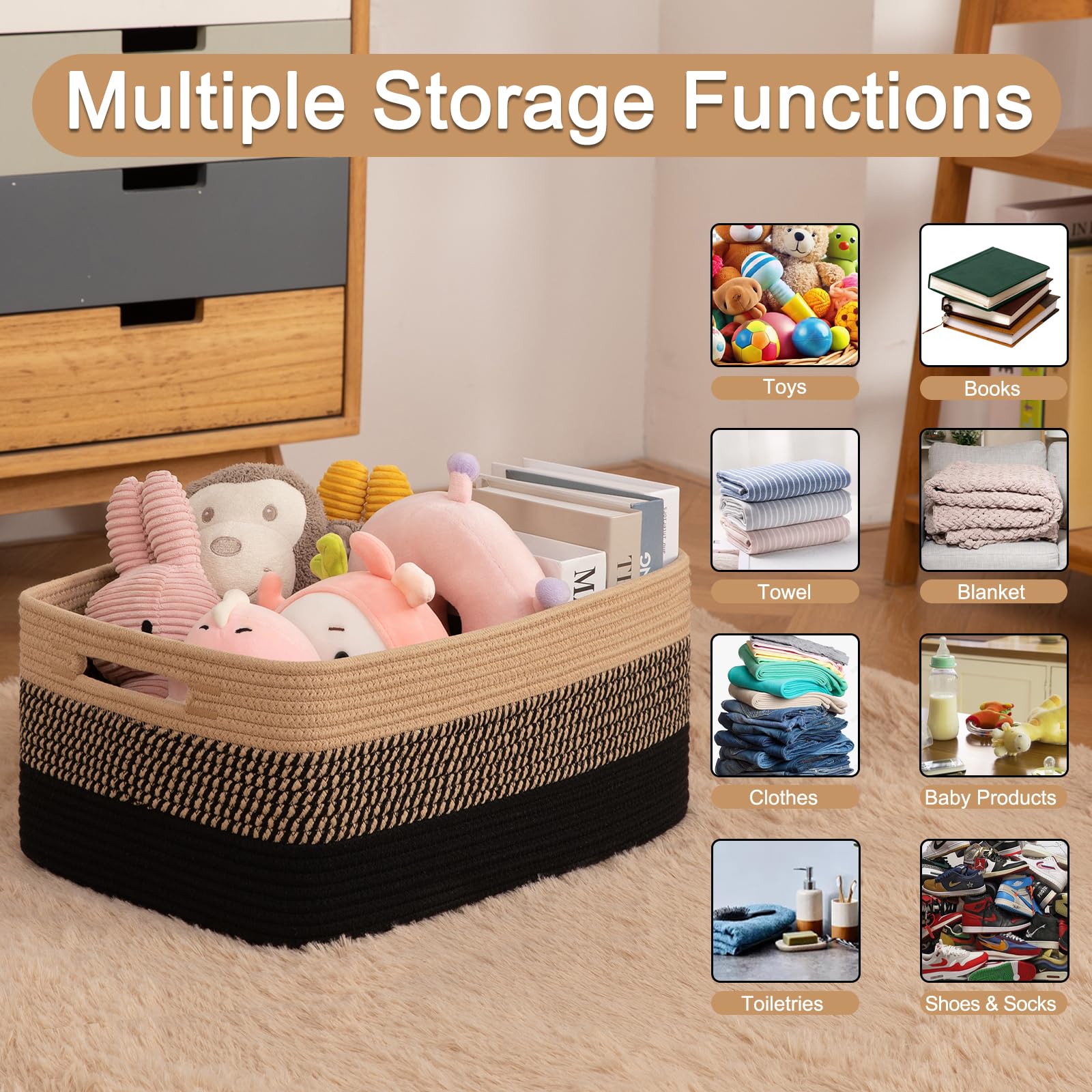 Large Storage Basket for Organizing (2 Count)