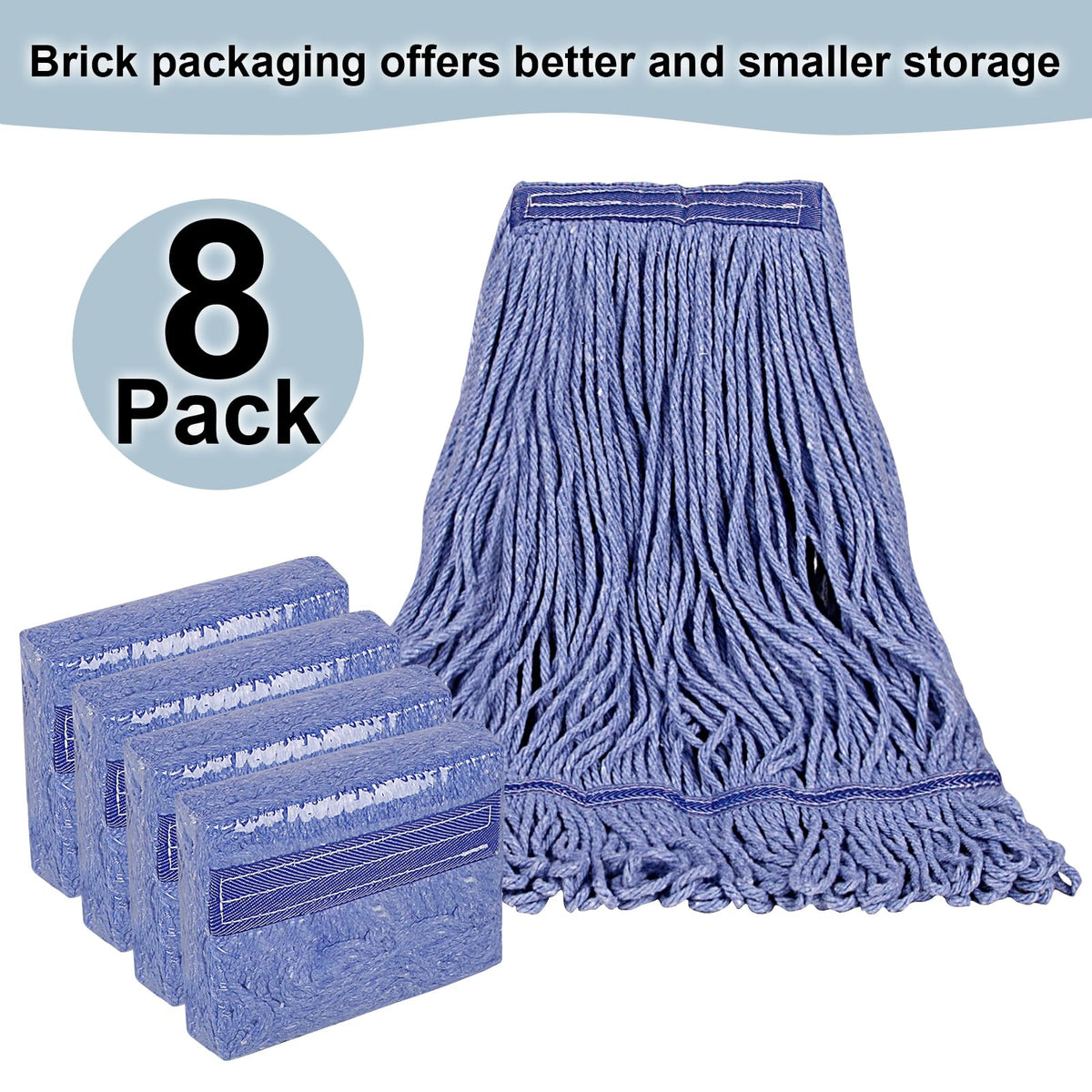 8 Pack Heavy Duty Mop Head Replacements (8 Count)