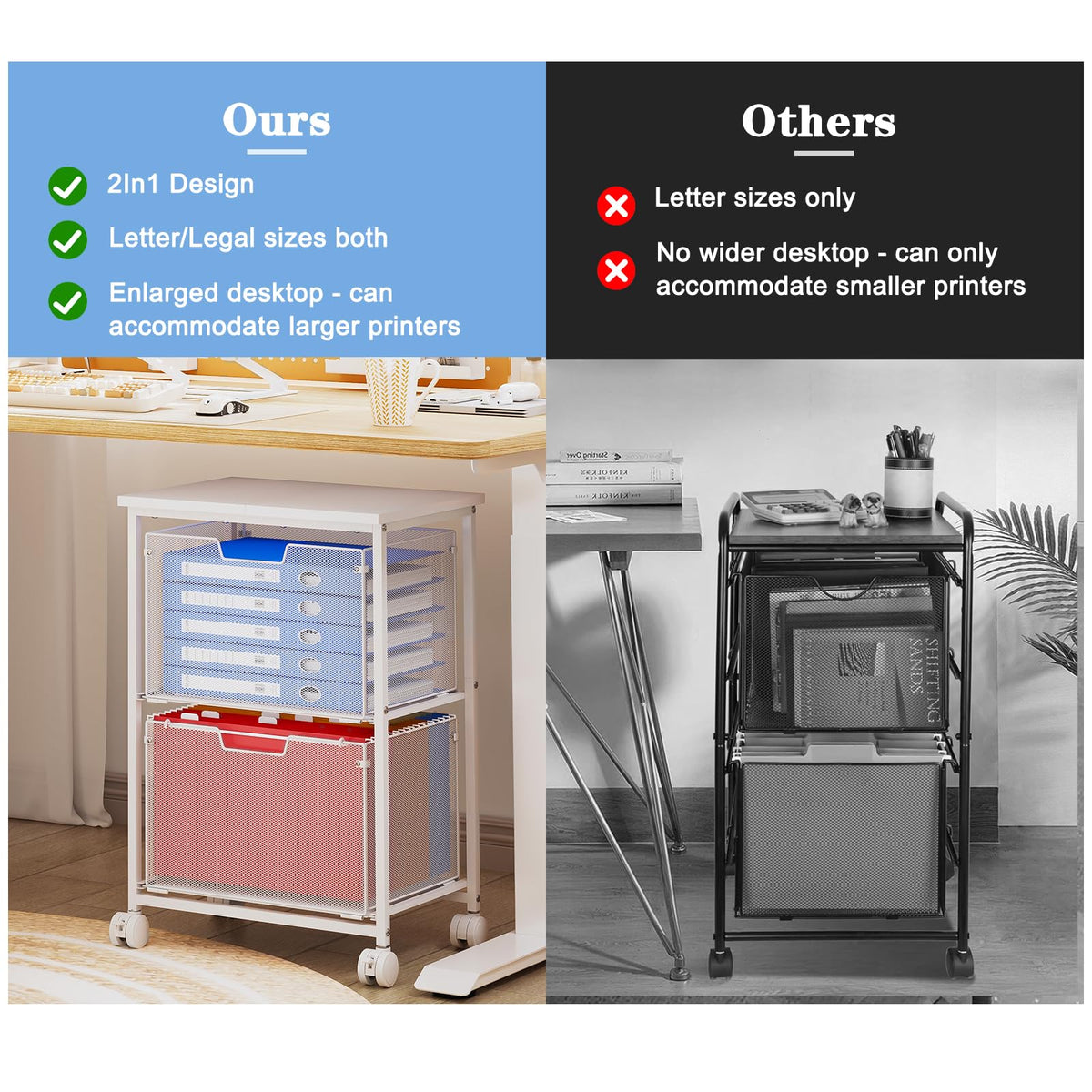 Letter Legal Rolling File Cabinet