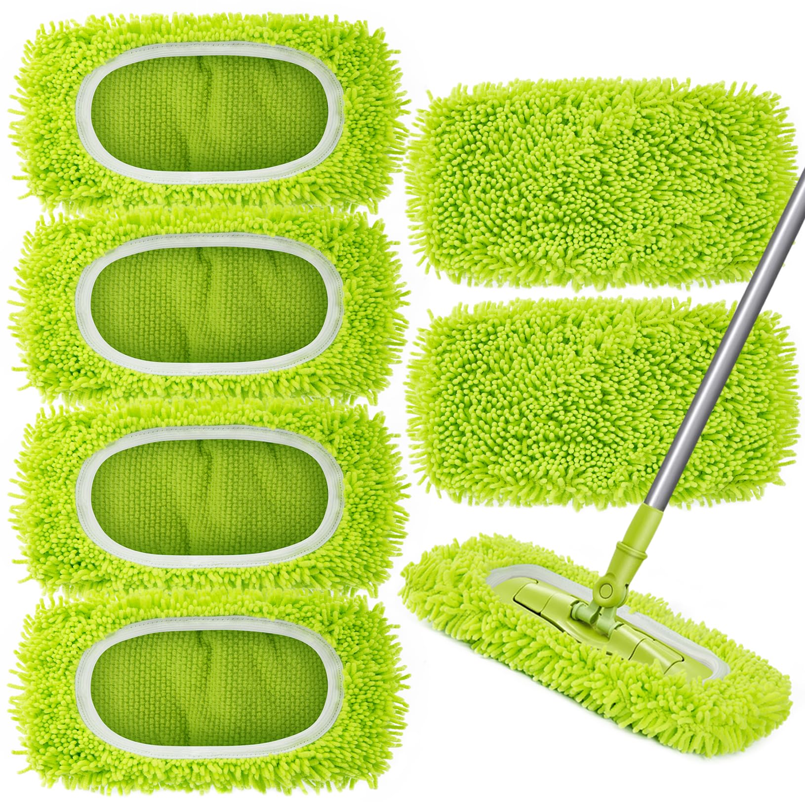 Reusable Dry Sweeping Cloths Microfiber Wet Mop Pads Compatible with Swiffer Sweeper Mop Replacement Sweeping Mopping pad Refills for Hardwood Surface Floor Cleaning (6 Count)