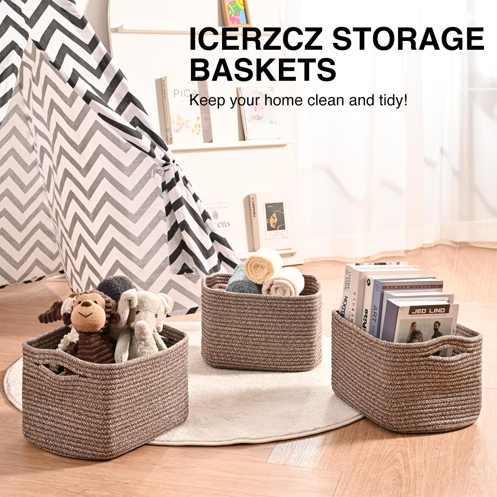 Storage Baskets for Shelves Organizing (4 Count)