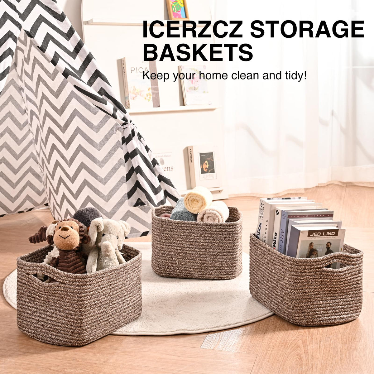 Storage Baskets for Shelves Organizing (4 Count)