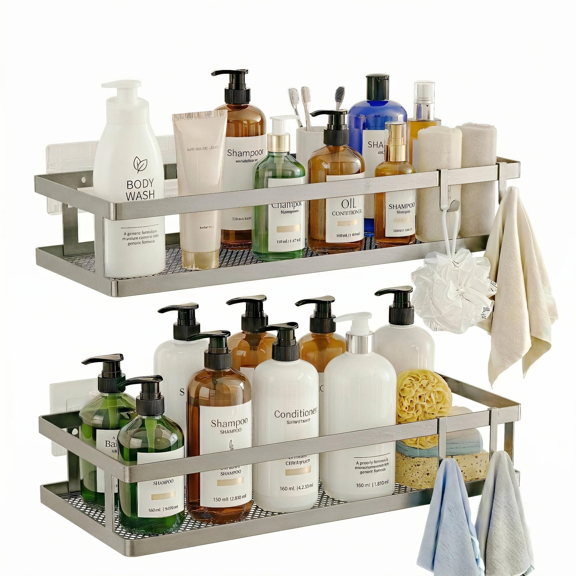 2 Pack Minimalist Shower Caddy Wall Mount (2 Count)