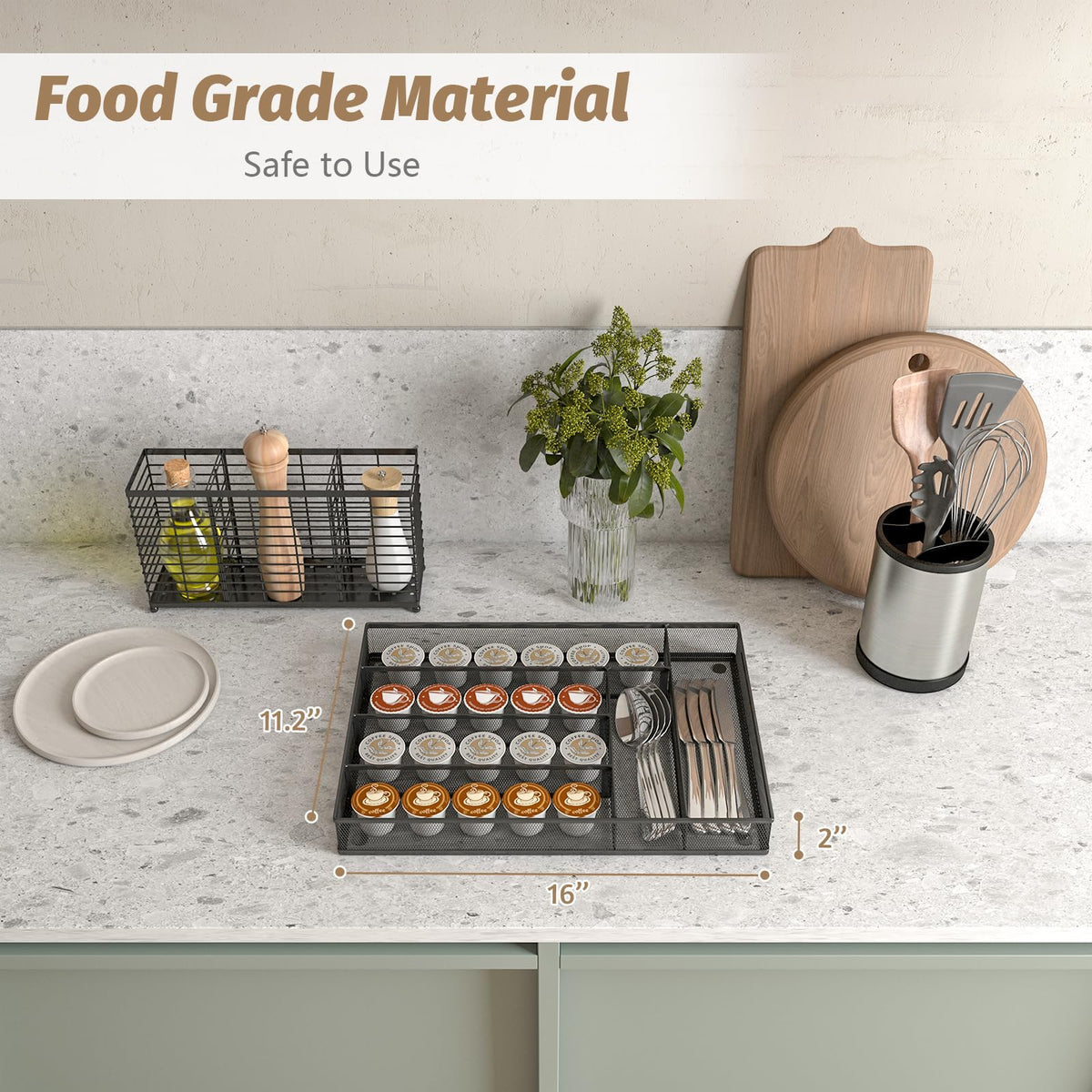 mesh silverware tray for drawer