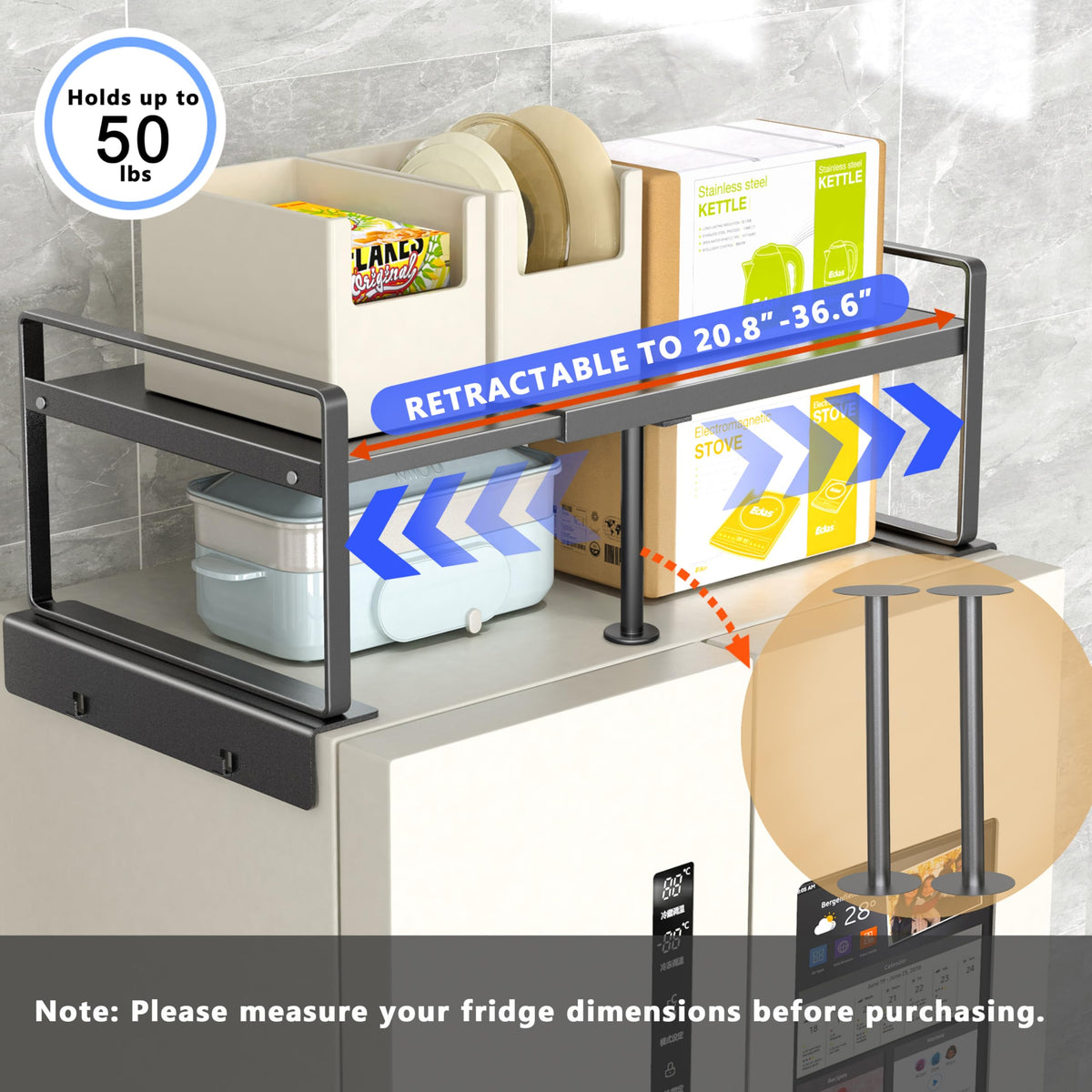 Adjustable Over The Fridge Organizer Side Magnetic Spice Rack