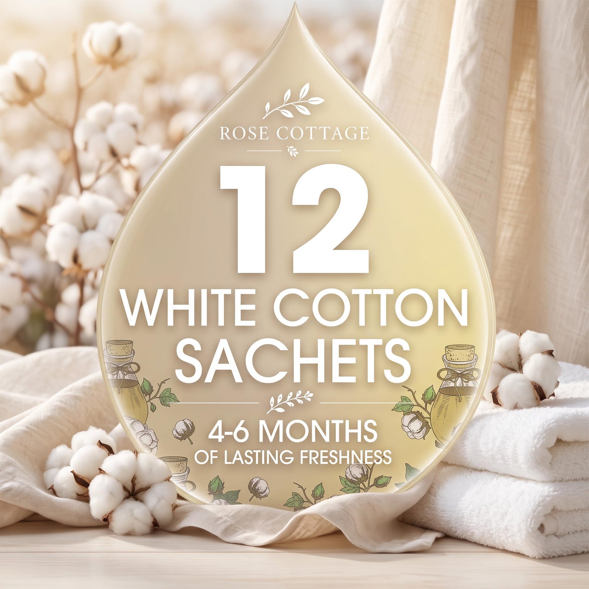 Large 12 Packs White Cotton Hanging Scented Sachets Long (12 Count)