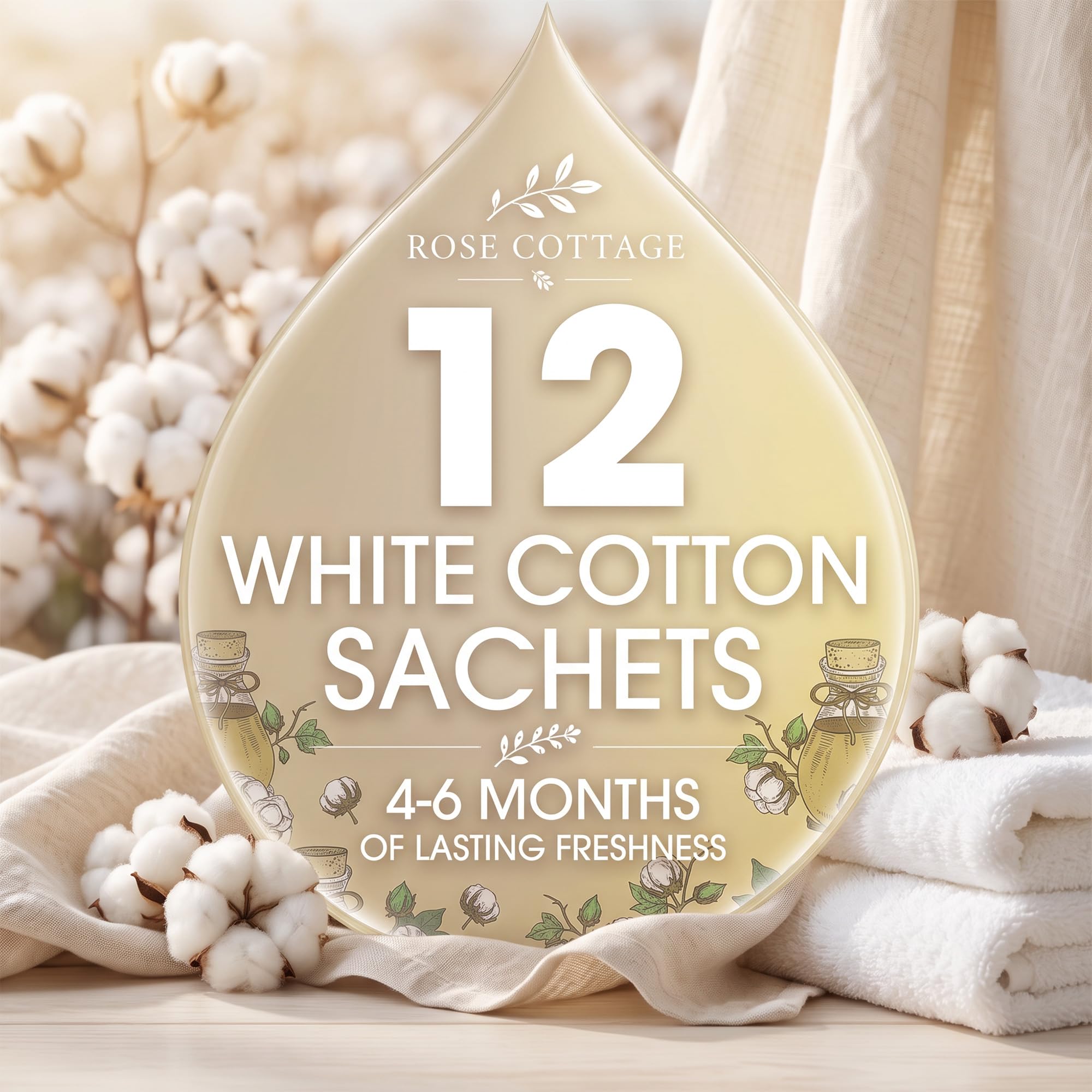 Large 12 Packs White Cotton Hanging Scented Sachets Long (12 Count)