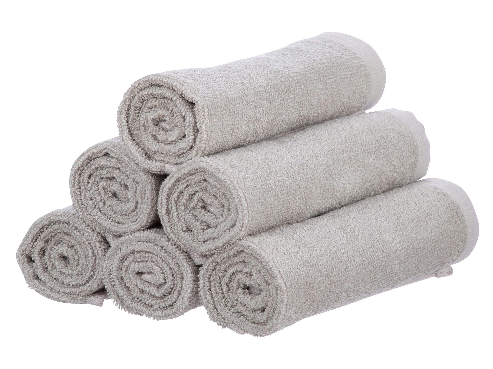 Cotton Terry Washcloths Grey Towels 100% Cotton Cleaning Cloth 16" Rags Wash Clothes for Body and Face (6 Count) - ModHome Supplies