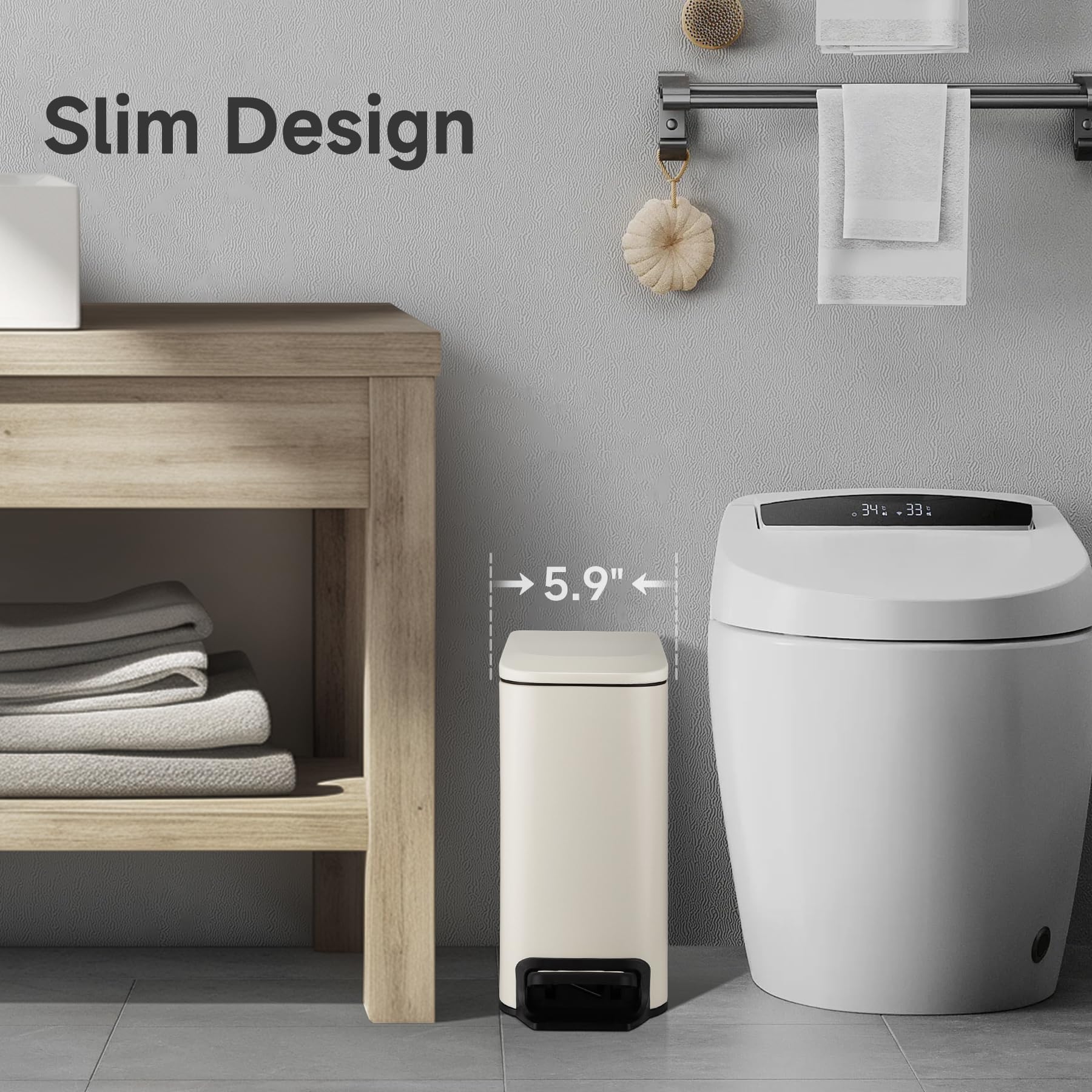 Small Bathroom Trash Can with Lid