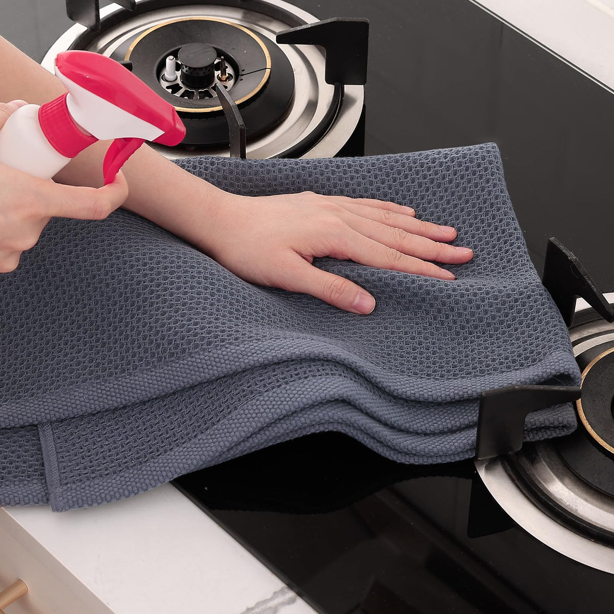 100% Cotton Oversized Waffle Weave Kitchen Towels 4 (4 Count)