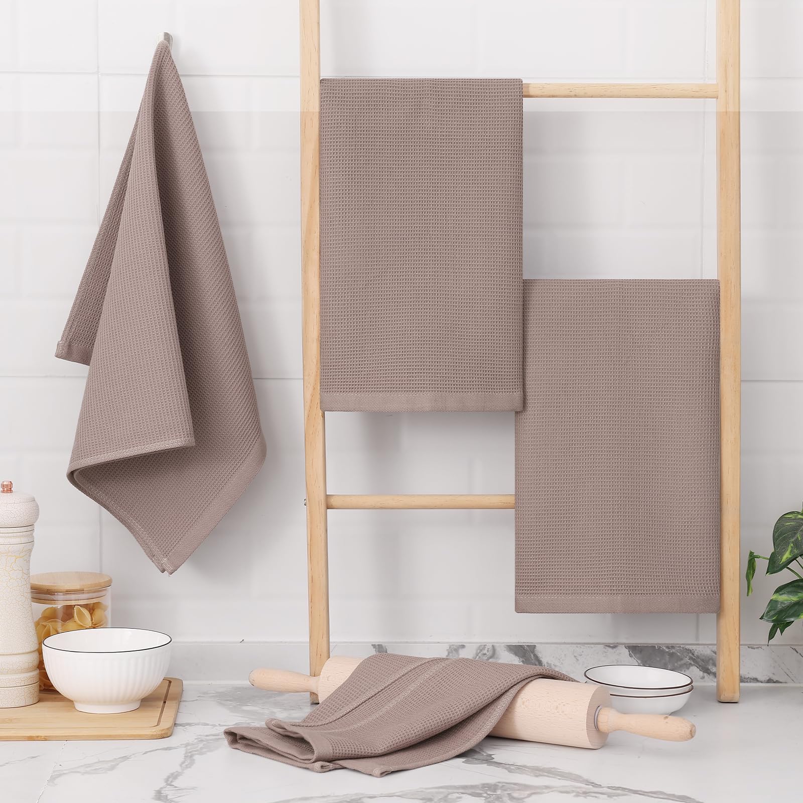 100% Cotton Waffle Weave Kitchen Towels (6 Count)