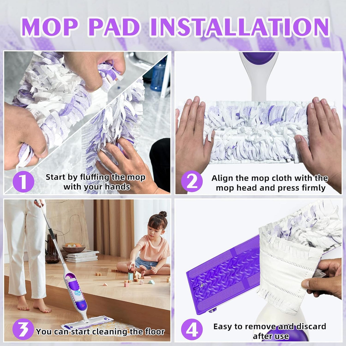 28 Count ‌Disposable Heavy-Duty Power Mop Pads Refills for Swiffer Power Mop ,Replacement Floor Cleaning Refills, Non-Washable & Unscented, Compatible with Swiffer PowerMop (Quick-Absorb, No Residue)