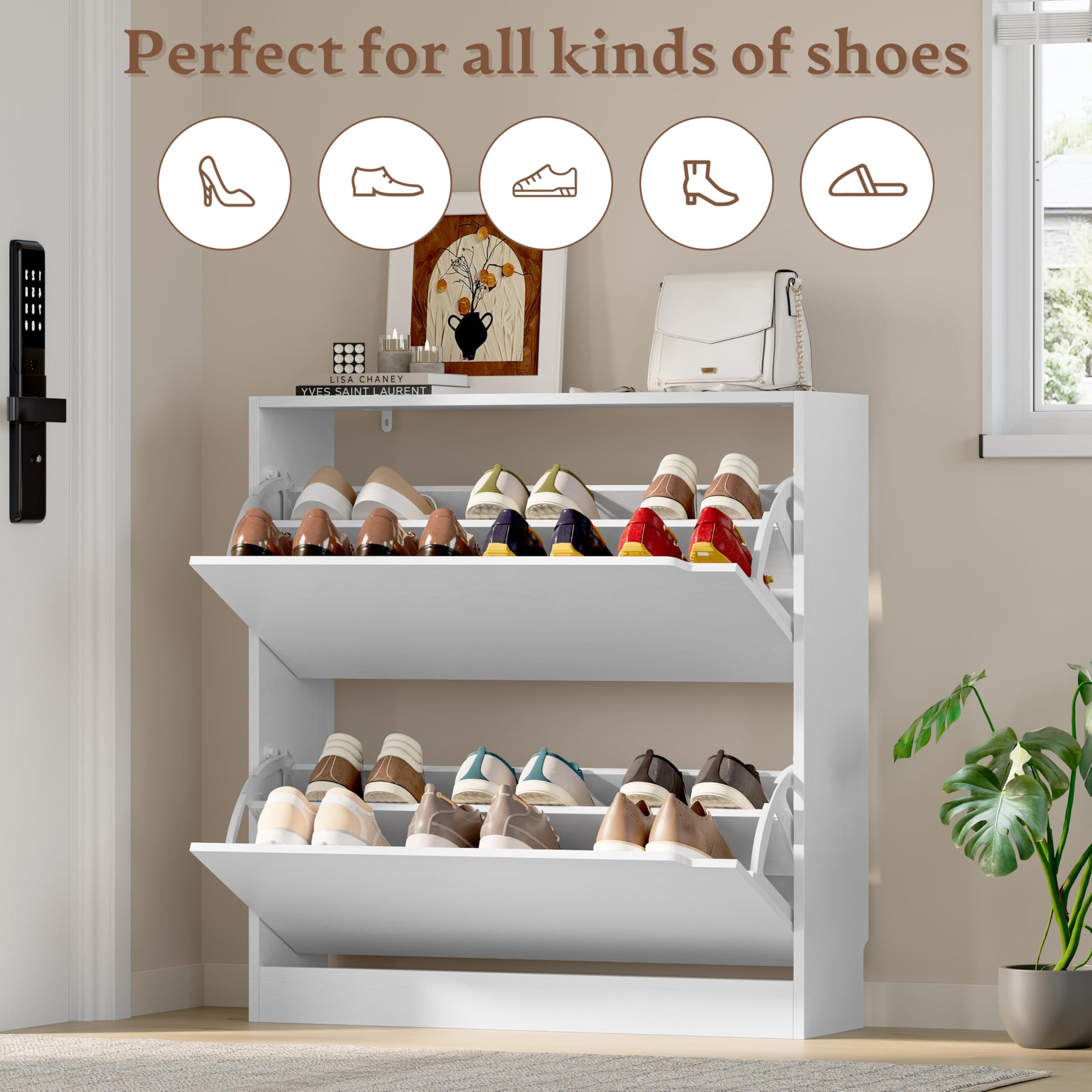 Shoe Cabinet with 2 Flip Drawers