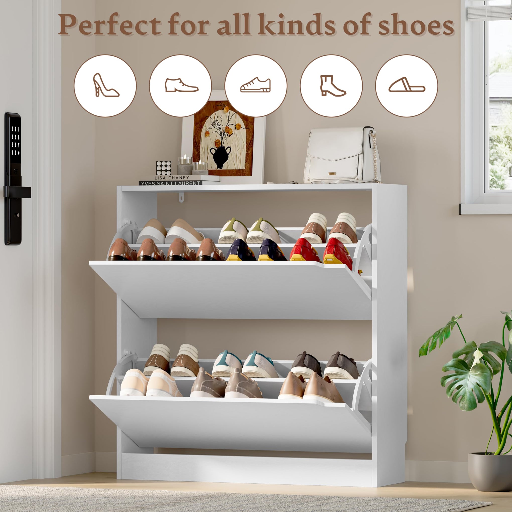 Shoe Cabinet with 2 Flip Drawers